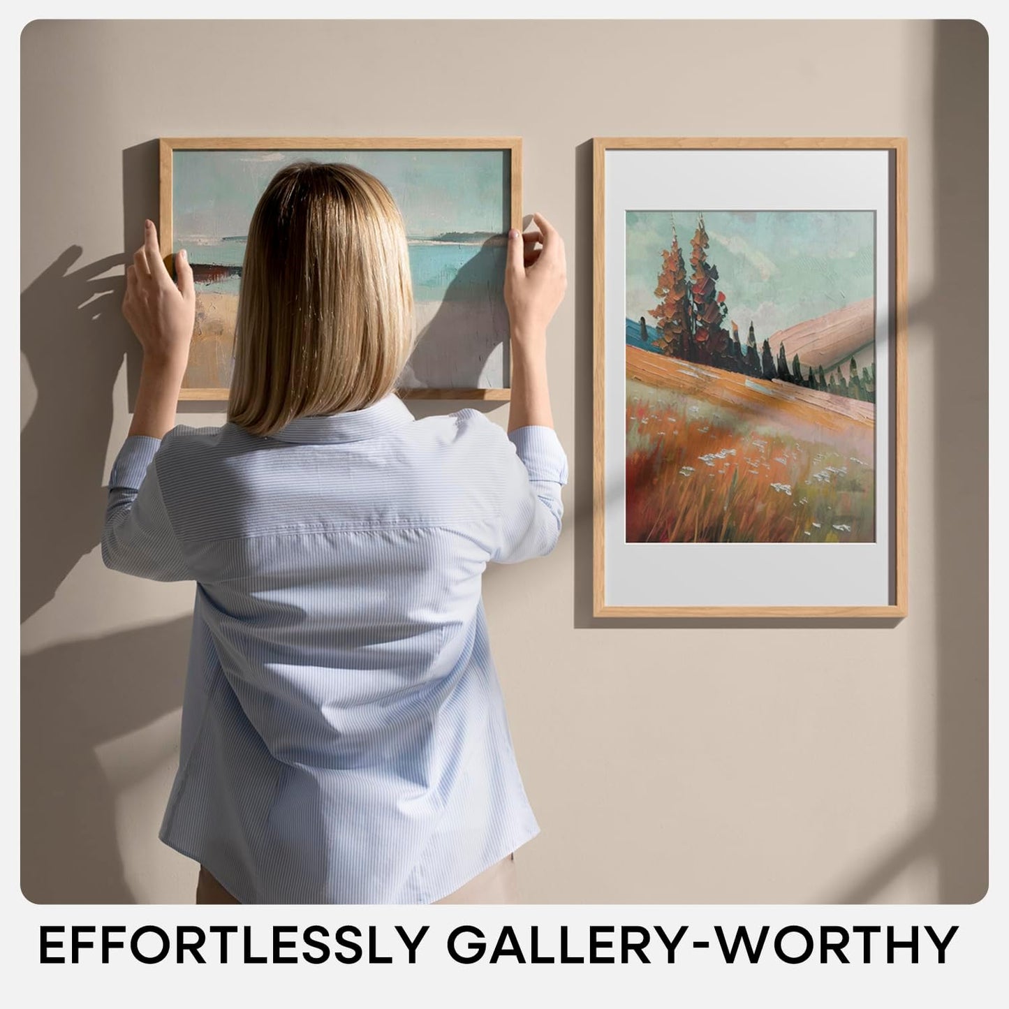 Homeforia 15x21.25 Puzzle Frame Wooden, High End Natural Oak 15 x 21.25 Picture Frames Light Wood without Mat, 21.25x15 Poster Frame for Wall, 15by21.25 Thin Frames, Tempered Glass, Wall Kit, Set of 1
