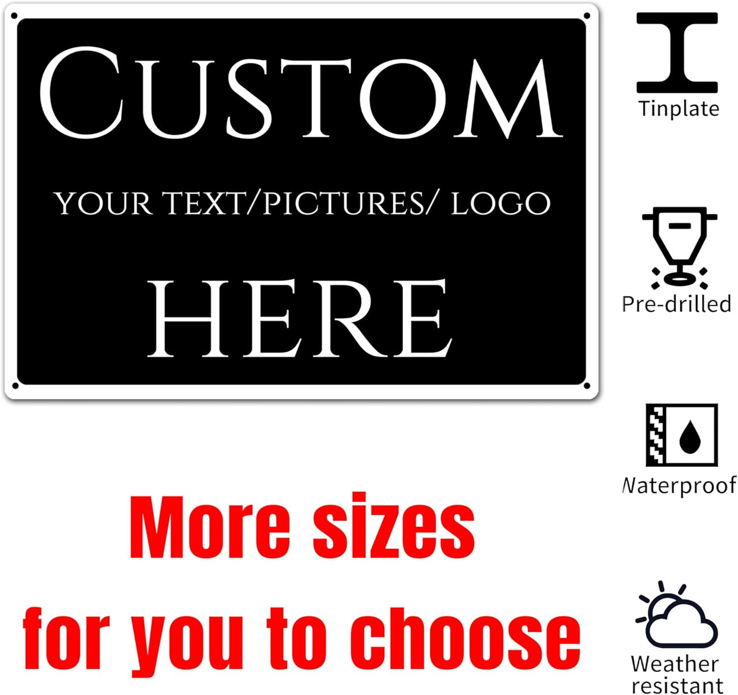 Custom Sign,Aluminum Weatherproof Metal Sign Multiple Sizes, double-sided,Customize for Office, Business, Workplace, office, Home, Delivery Signs,UV printing(10 * 7Inch)