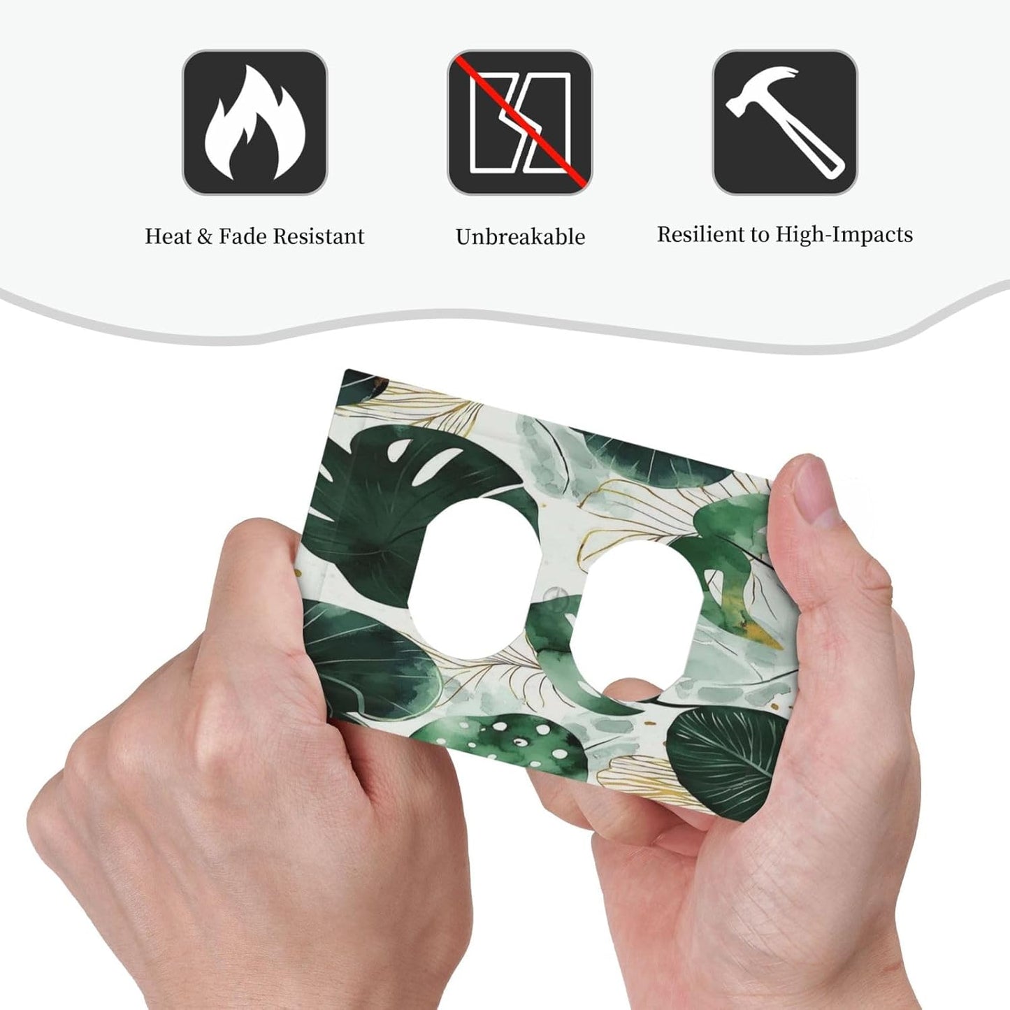 Boho Tropical Green Leaf Watercolor Banana Leaves Outlet Covers 1 Gang Duplex Light Switch Cover Decorative Switch Plates Electrical Receptacle Faceplate Wall Plate For Bed Room Living Room Decor