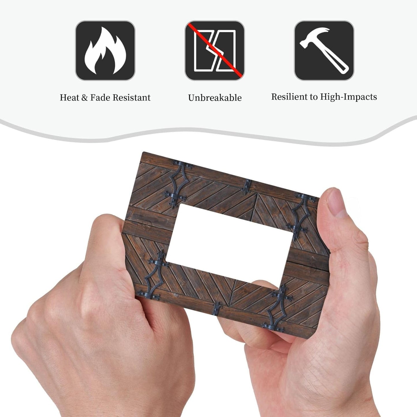 Decorative Outlet Covers Vintage Brown Wood Barn Door 1 Gang Rocker Light Switch Cover Plate Single Decora Light Switch Covers Wall Plate Faceplate for Home Decor (2 Pack)