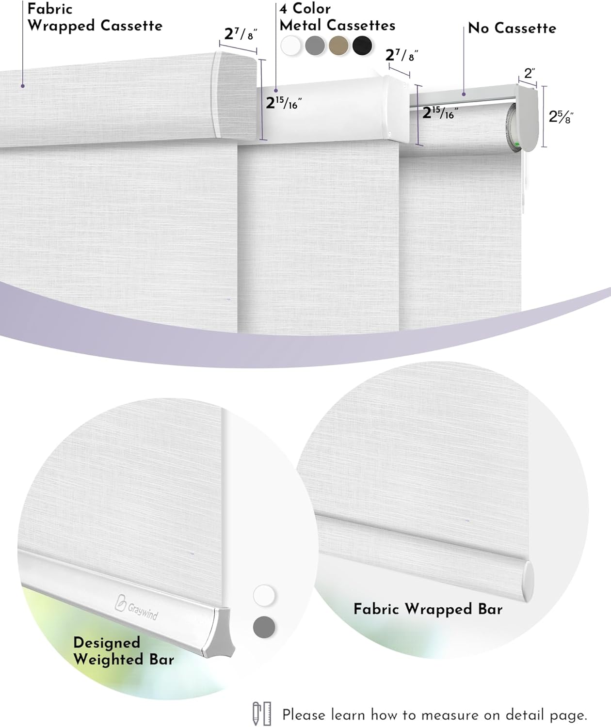 Graywind Motorized Light Filtering Shades Compatible with Alexa Google Hardwired WiFi Smart Half Shading Remote Control Automated Blinds Electric Window Shades, Custom Size (Mixwave White)