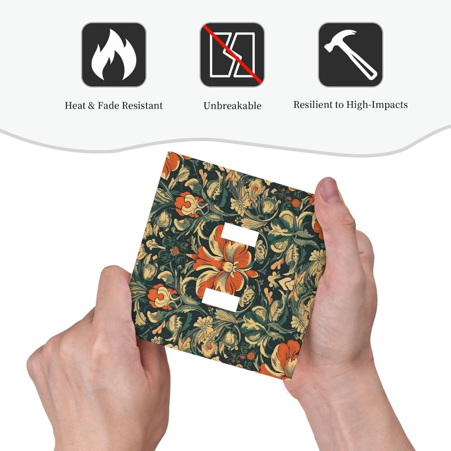 Decorative Switch Plates William Morris Abstract Floral Plant Pattern Orangeyellowgreen 2 Gang Double Toggle Outlet Light Switch Cover Wall Plate Electrical Faceplate for Bedroom living Room