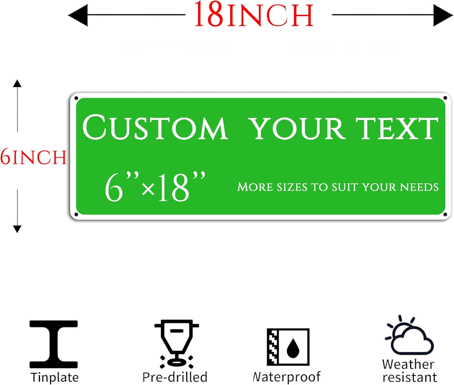 Custom Sign, street signs customized,Aluminum Weatherproof Metal Sign Multiple Sizes, Customize for Office, Business, Workplace, office, Home, Delivery Signs(6 * 18 Inch)