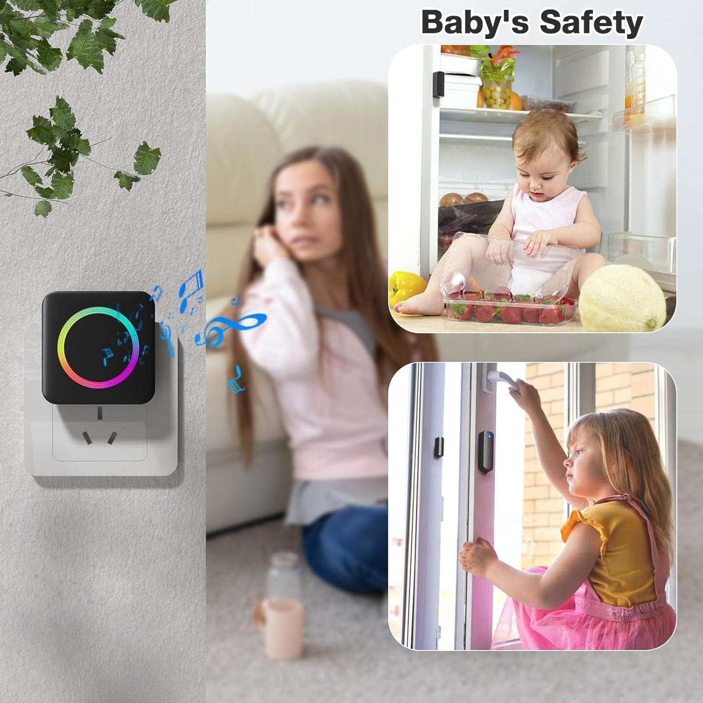 Door Alarm, Satisure Wireless Door Sensor Chime When Door Opens, Door Entry Alarm Chime for Business/Home/Kids, Door Alarm Door Ringer Alert (1 Chime+2 Sensors)