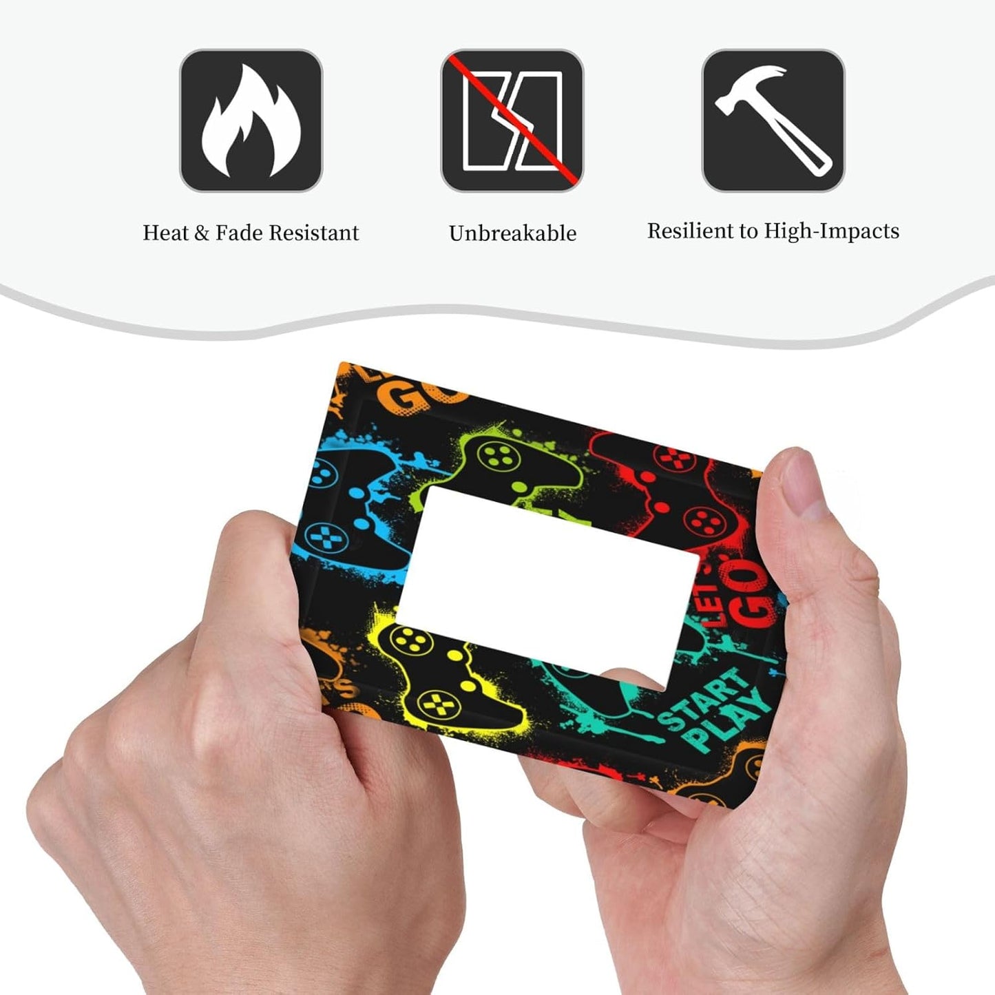 Decorative Outlet Covers Gamepad Theme Graffiti 1 Gang Rocker Light Switch Cover Plate Single Decora Light Switch Covers Wall Plate Faceplate for Game Room Bedroom Decor (2 Pack)