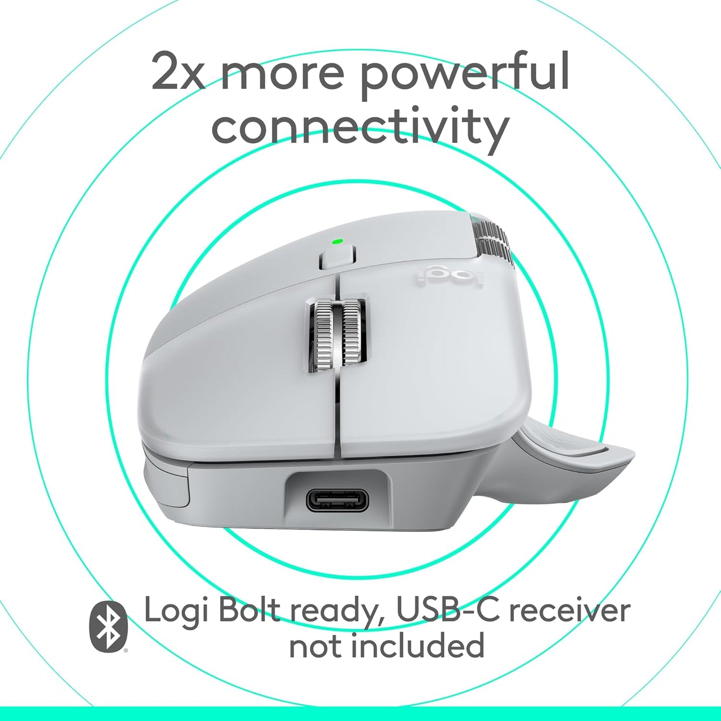 Logitech MX Master 4 for Mac, Ergonomic Bluetooth Mouse with Advanced Performance Haptic Feedback, Ultra-Fast Scrolling, USB-C Charging, MacOS, iPadOS, Windows - White Silver