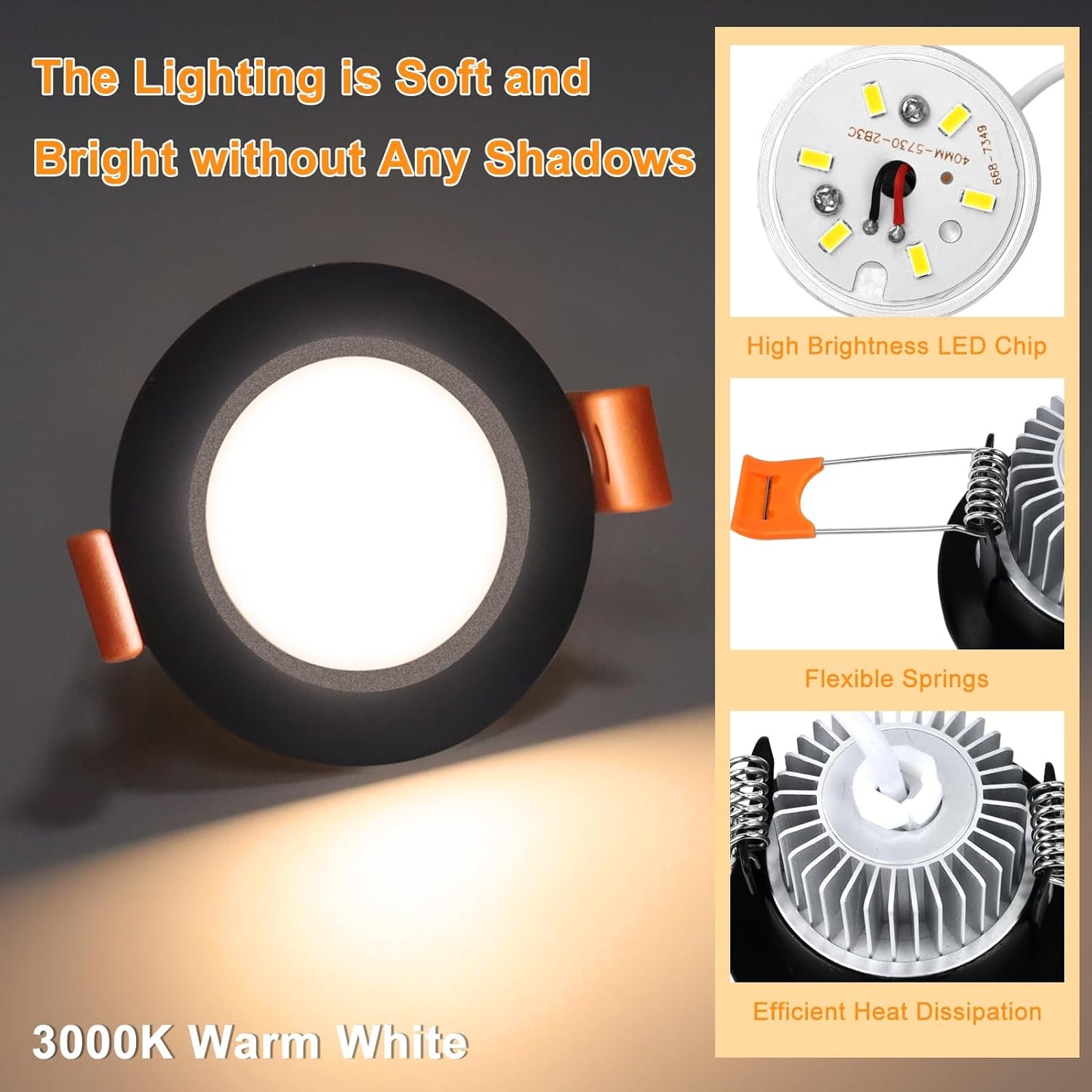 YGS-Tech 2 Inch LED Recessed Lighting, Dimmable Downlight 3W(35W Halogen Equivalent), CRI80, 4000K Natural White Ceiling Light with LED Driver(10 Pack)