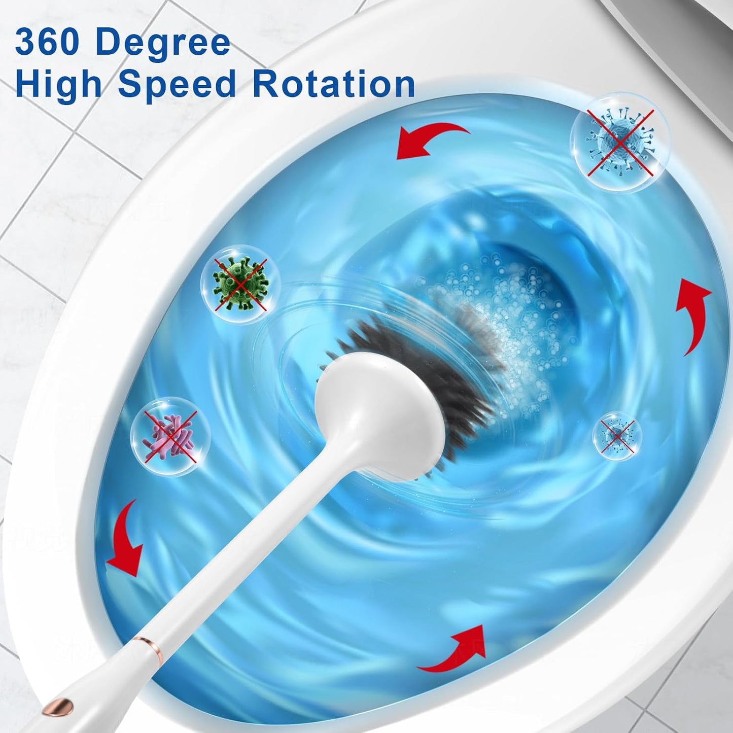 Electric Toilet Brush,Silicone Toilet Brush,Toilet Bowl Brush and Holder Set with Ventilated Holder,Toilet Brush, Floor Standing, Wall Mounted Without Drillingļ¼Rechargeable
