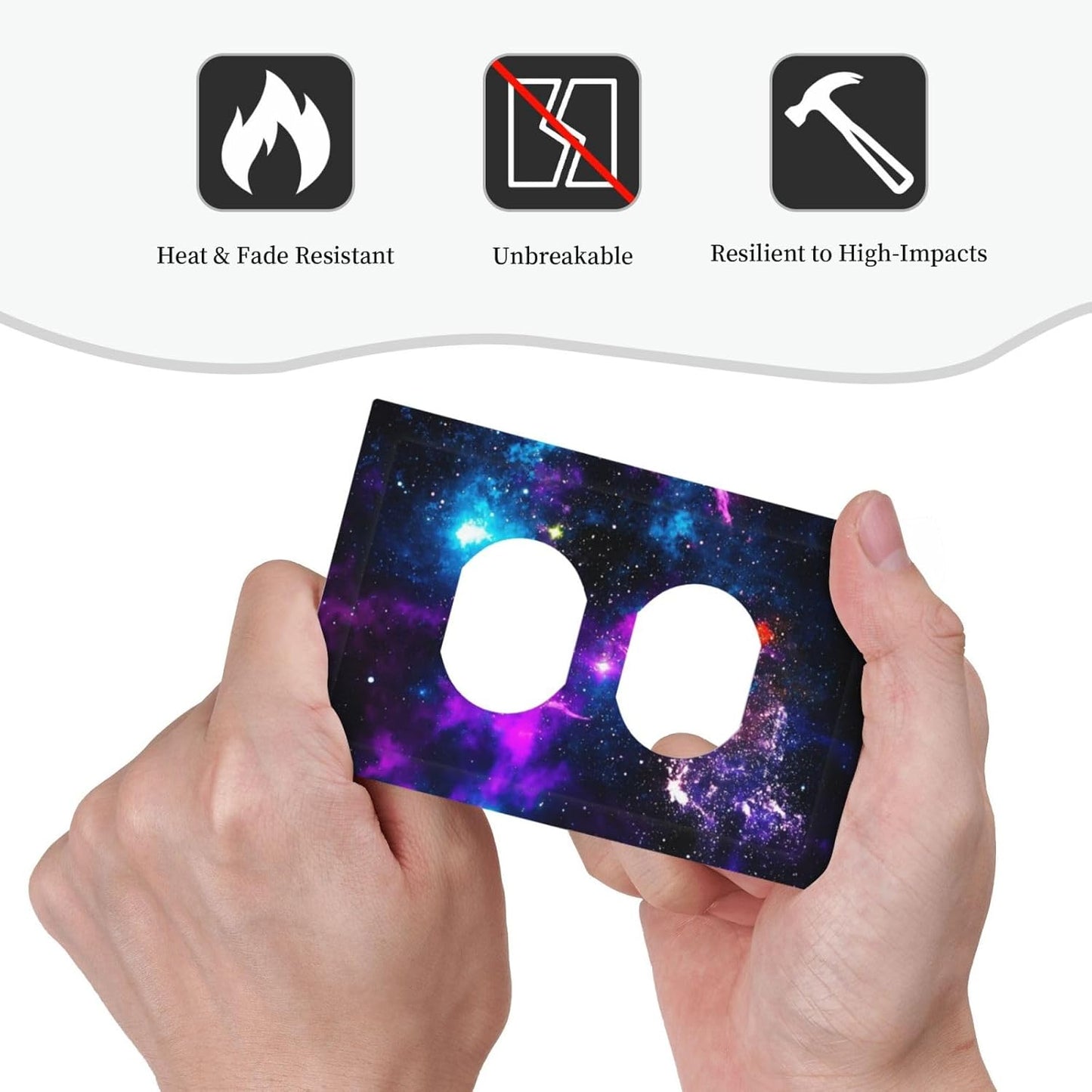 Outer Space Colorful Starry Sky Galaxy Planet Outlet Covers 1 Gang Duplex Light Switch Cover Decorative Switch Plates Electrical Receptacle Faceplate Wall Plate for Bed Room Living Room Decor