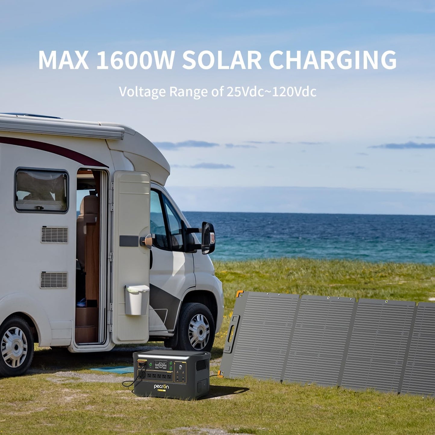 pecron F3000LFP Solar Generator with 300W Solar Panel, 3072Wh Portable Power Station, 3600W LiFePO4 Battery Home Backup, Fast Charging Lithium Battery with 100W USB-C for Home, Camping, RV, Emergency