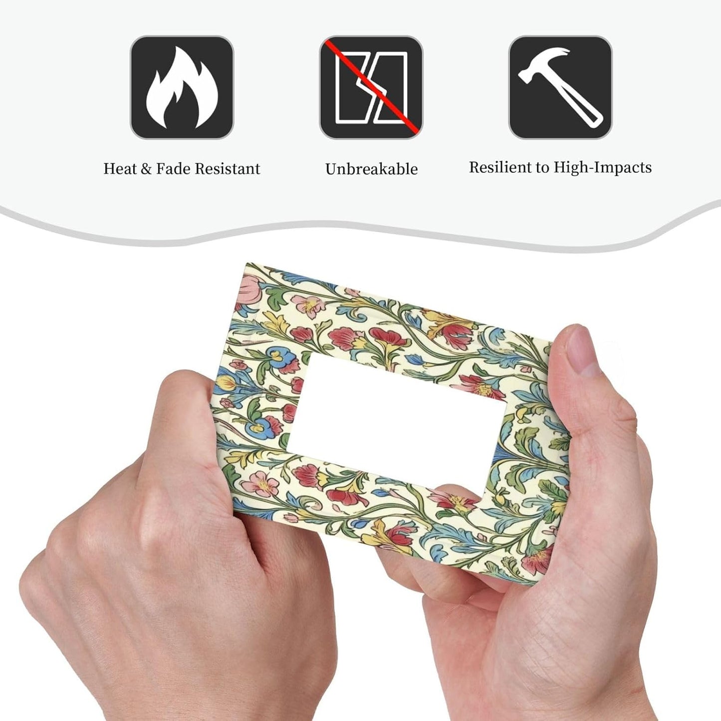 Decorative Outlet Covers Boho Red Floral Morris Plant Leaves 1 Gang Single Rocker Light Switch Cover Plate Wall Plates Gfci Faceplate For Farmhouse Cabin Decor
