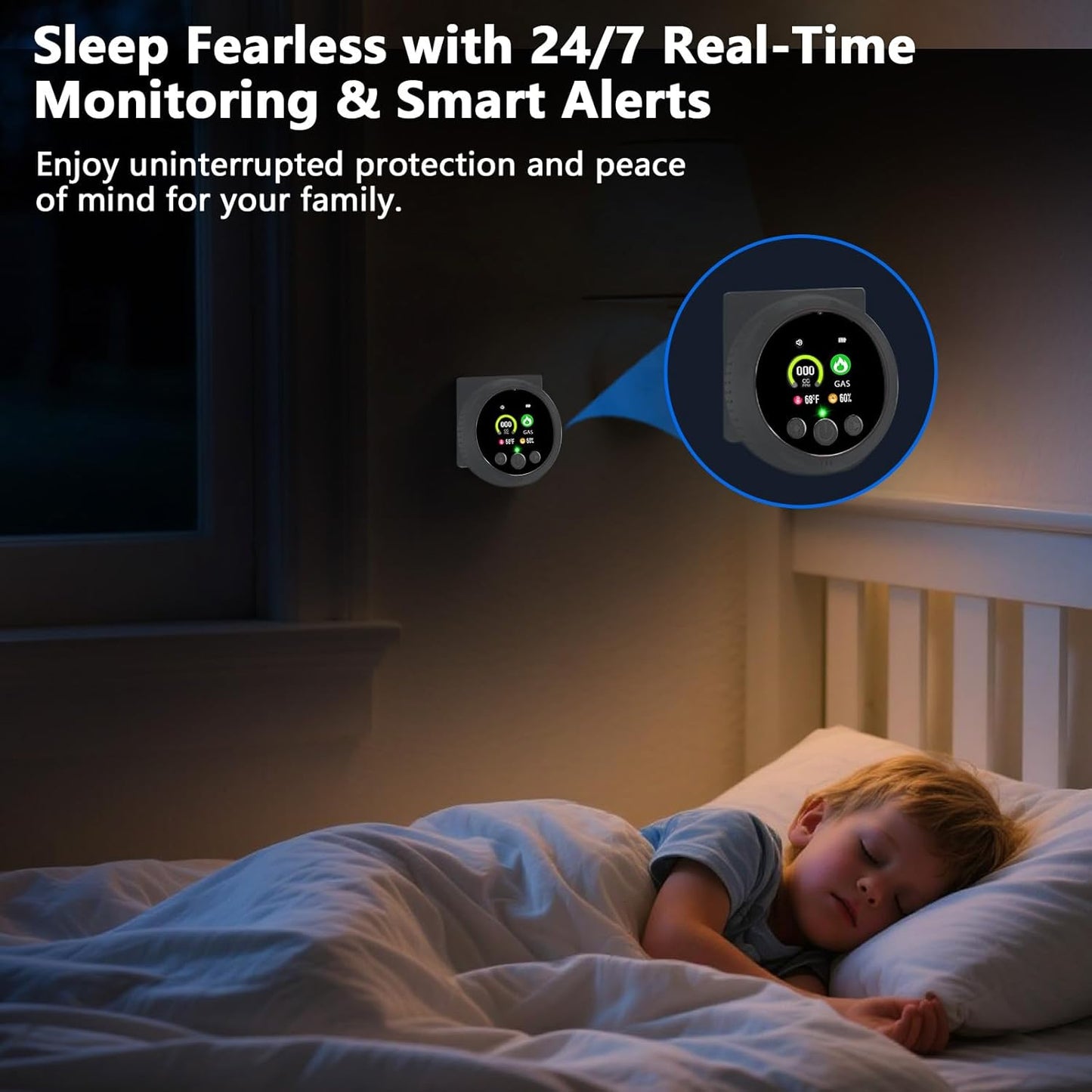 4 in 1 Carbon Monoxide Detectors Plug in, Real-Time Monitor CO & Gas Leak Detector with Temp/Humidity Display, Portable Carbon Monoxide (CO) Alarm Natural Gas Detector for Home, RV Camping Essentials