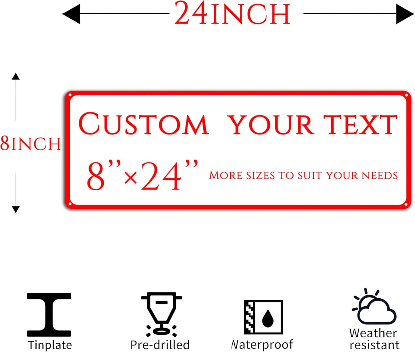 Custom Sign, Custom Indoor/Outdoor Decorative Sign,Double-sided,Aluminum Weatherproof Metal Sign Multiple Sizes, Customize for garden, Business, Workplace, office, Home, Delivery Signs(8 * 24 Inch)