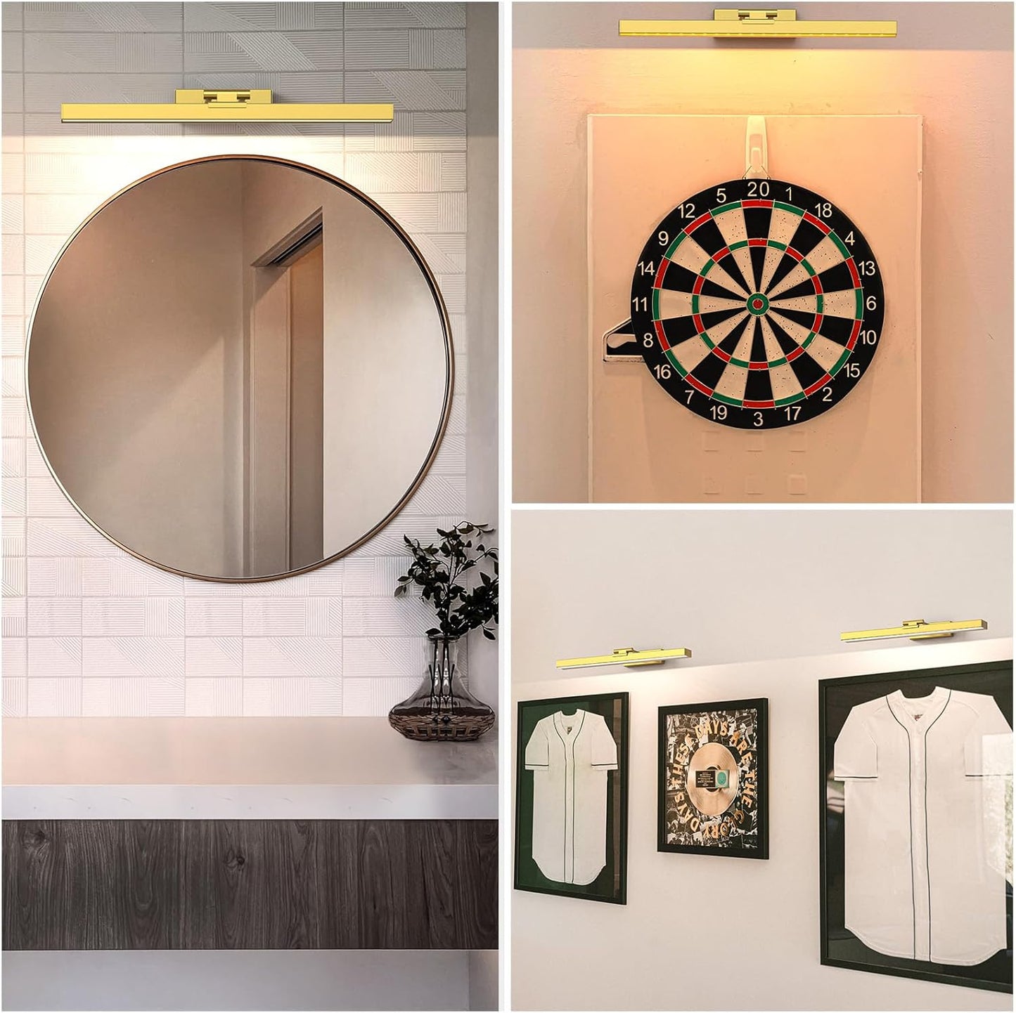 PESUTEN Picture Light Battery Operated, 16in Wireless Art Light for Paintings CCT Dimmable Recharging Battery Picture Light with Remote Control for Gallery Dartboard Art Bedroom Bathroom