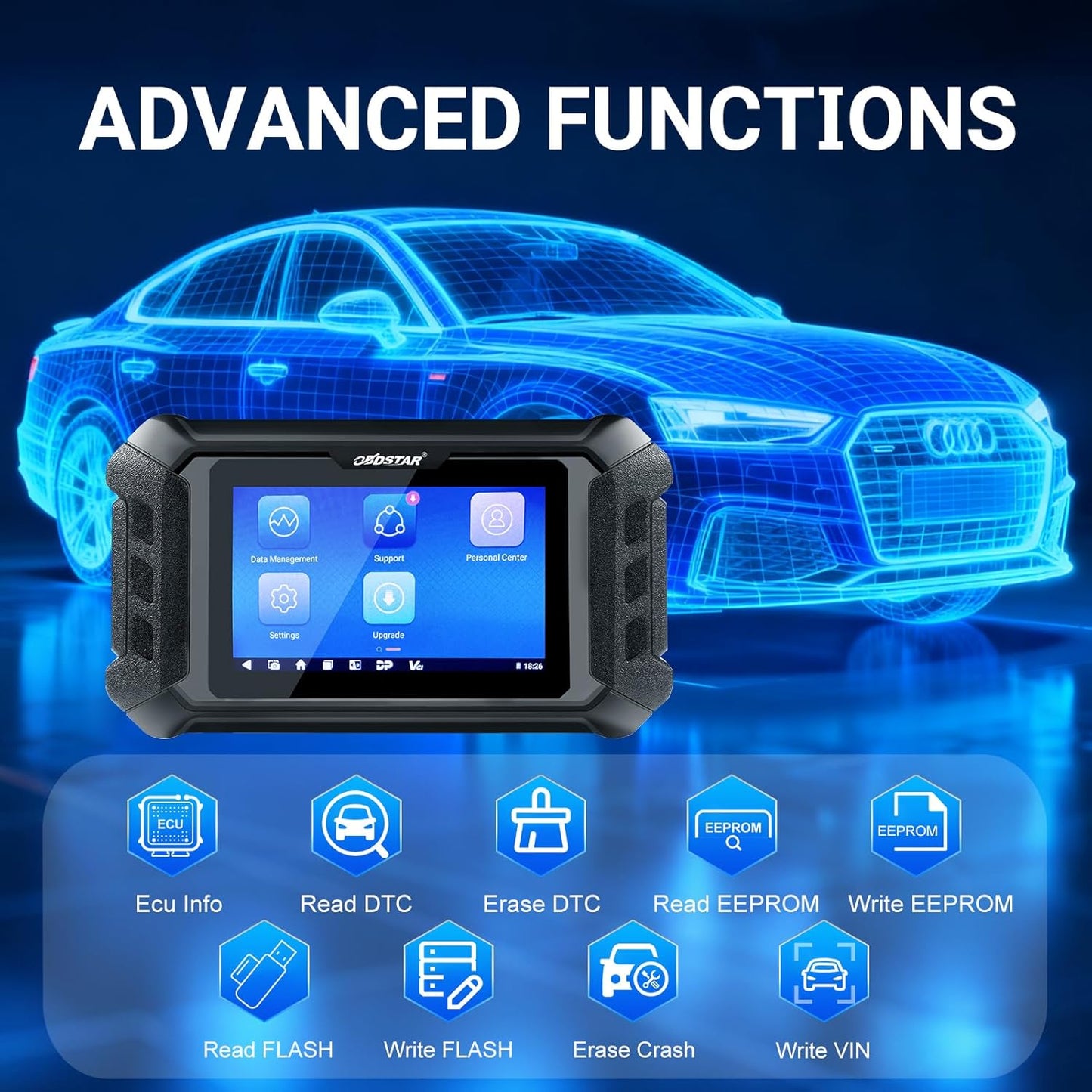 OBD2 Scanner P50 - SRS Airbag Reset Tool,2025 Car Scanner Support Battery Reset/SAS Reset, One-Click Airbag Car Diagnostic Tool Covers 95 Brands and 15300+ ECU Part No, Some MCU.