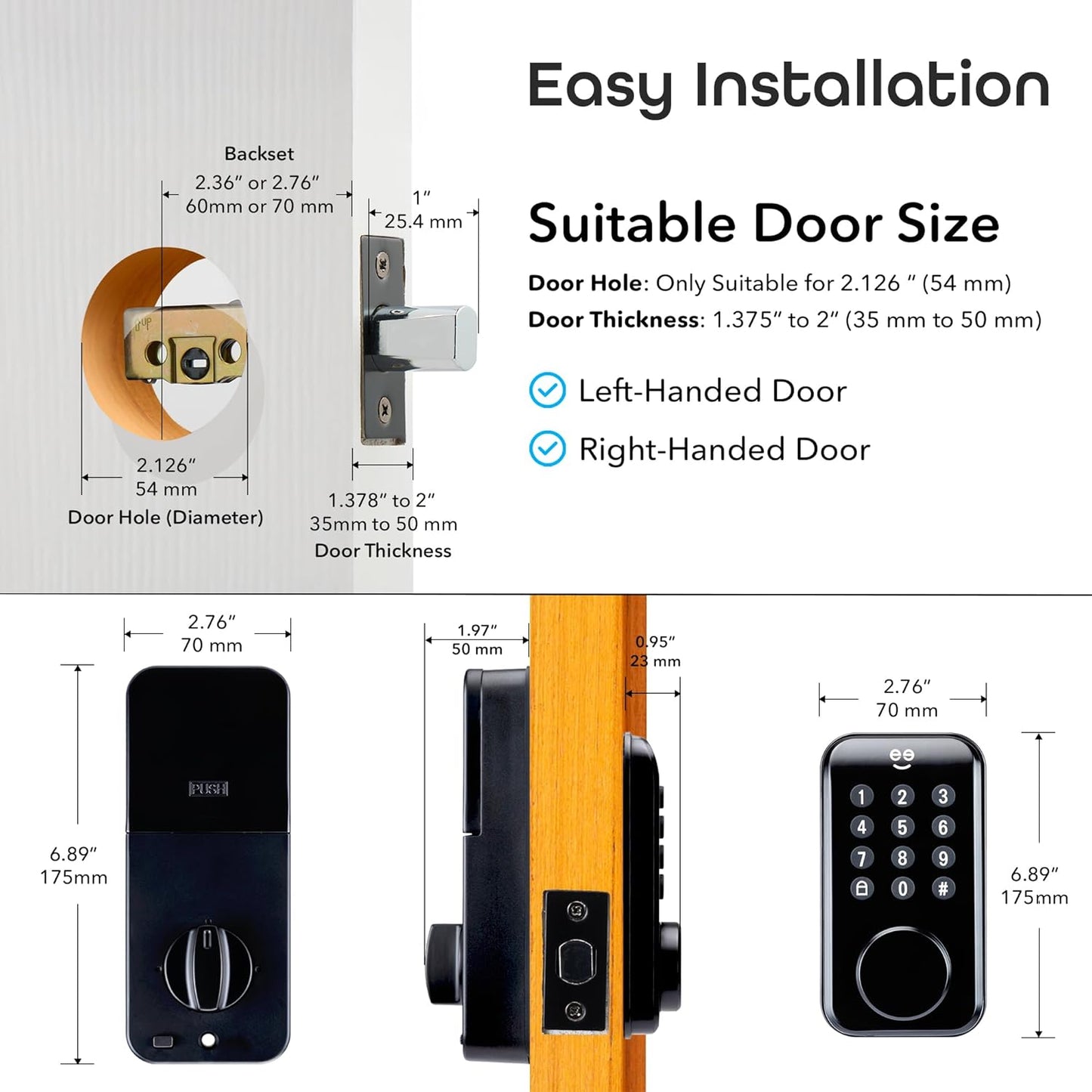 Geeni Keyless Entry Door Lock with Keypad, Smart Locks for Front Door, Electronic Keypad Smart Deadbolt Lock, Auto Lock, 2 Keys, Voice, and App Control - Battery Powered, Share Access, Alerts