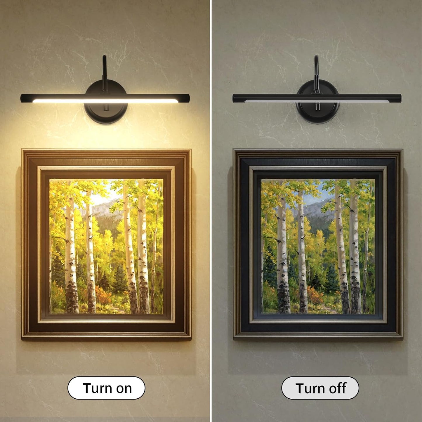 JOOSENLUX Picture Lights for Paintings Hardwired 16.5" Inch Long Dimmable Black Wall Lights with Adjustable Lighting Direction 110V 3000K