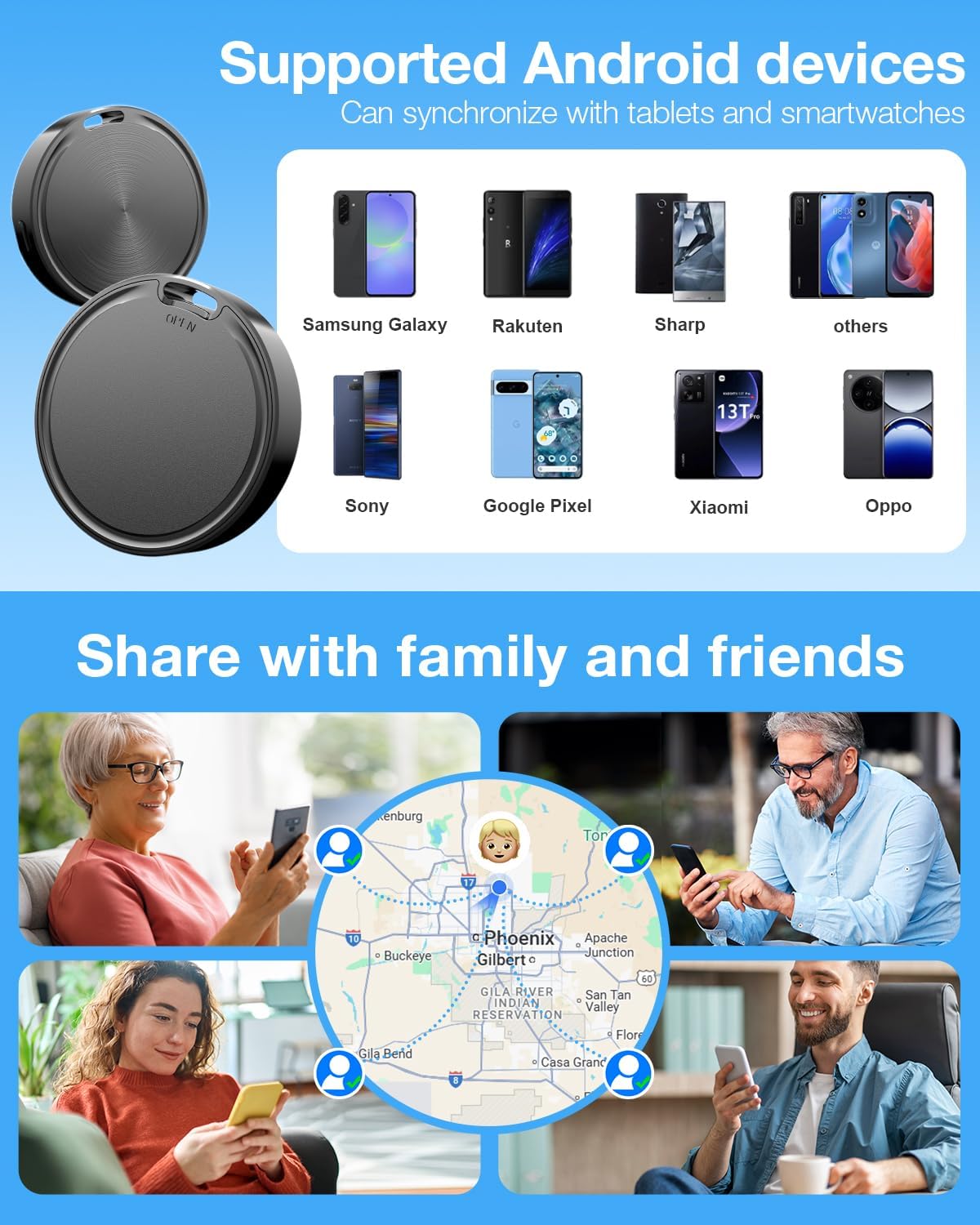 Air Tags for Android,Air Tags-4 Pack Android,Android Tracker Tags,2 Year Battery Life,Google Find Trackers for Google'S Find Hub App,IP65 Waterproof Luggage Tracker Android for Keys,Wallets,Suitcases