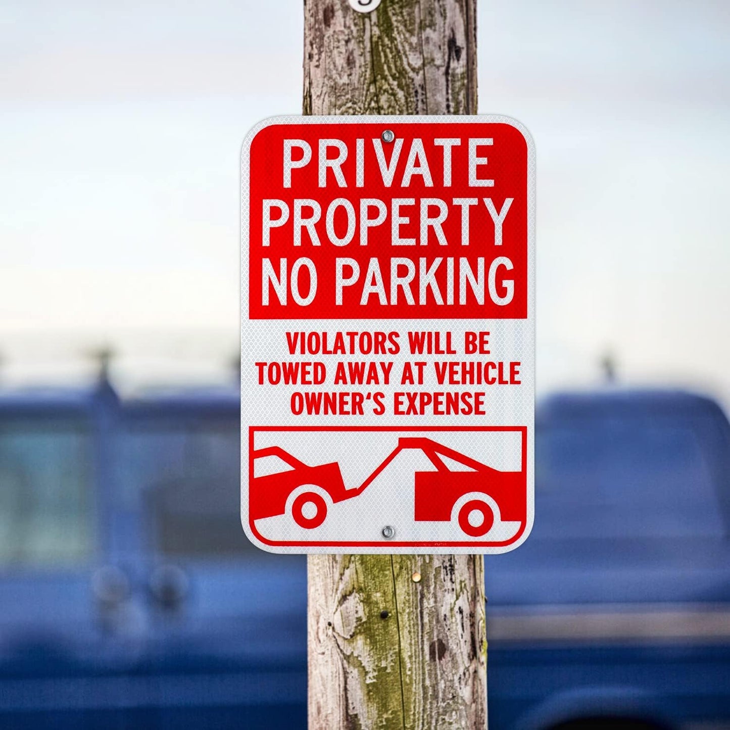 GicnKeuz Large No Parking Signs,18x12 Inches Private Property Signs, Violators Will Be Towed Away at Vehicle Owner's Expense Sign, Engineer Grade Reflective Aluminum, Fade Resistant ,Indoor or Outdoor Use (4-Pack)