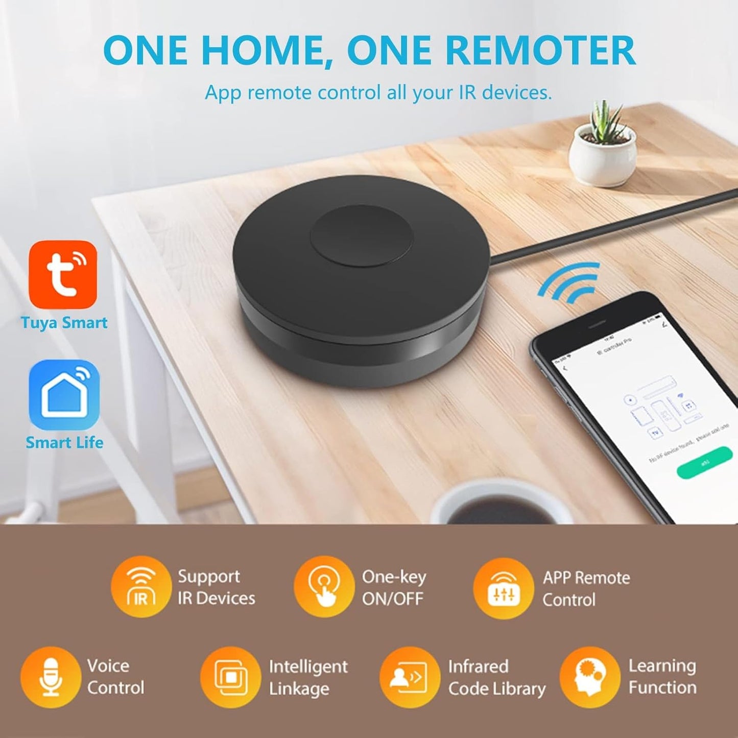 SENCKIT WiFi Smart Remote Controller Smart Home IR Universal Remote Blaster, One for All Control TV DVD AUD Fan Air Conditioner etc, Compatible with Alexa and Google Home