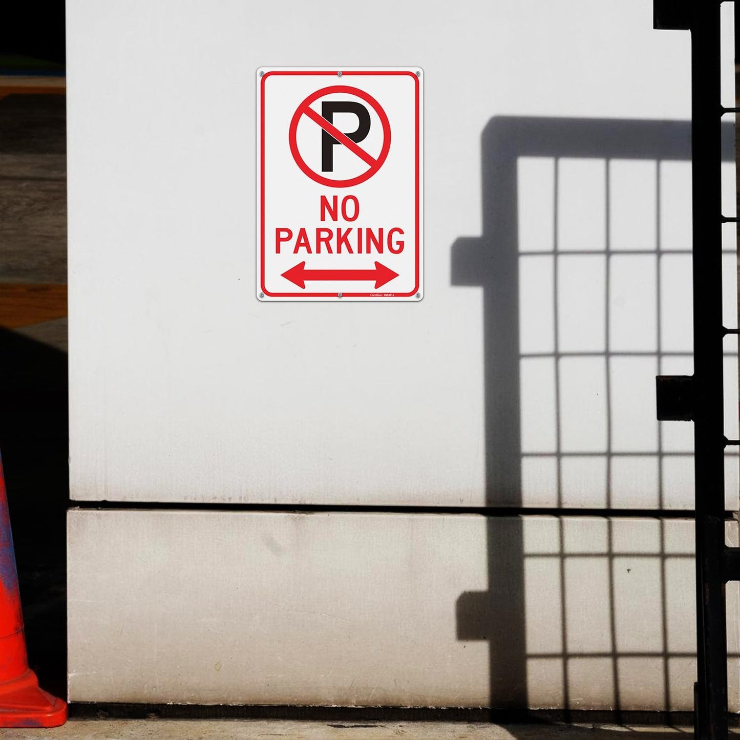 GicnKeuz No Parking Signs with Arrow,14×10 Inches No parking sign .040 Reflective Aluminum,Waterproof and Fade Resistant,6 Pre-drilled holes,Easy to Install,Indoors and Outdoors Use (4-pack)