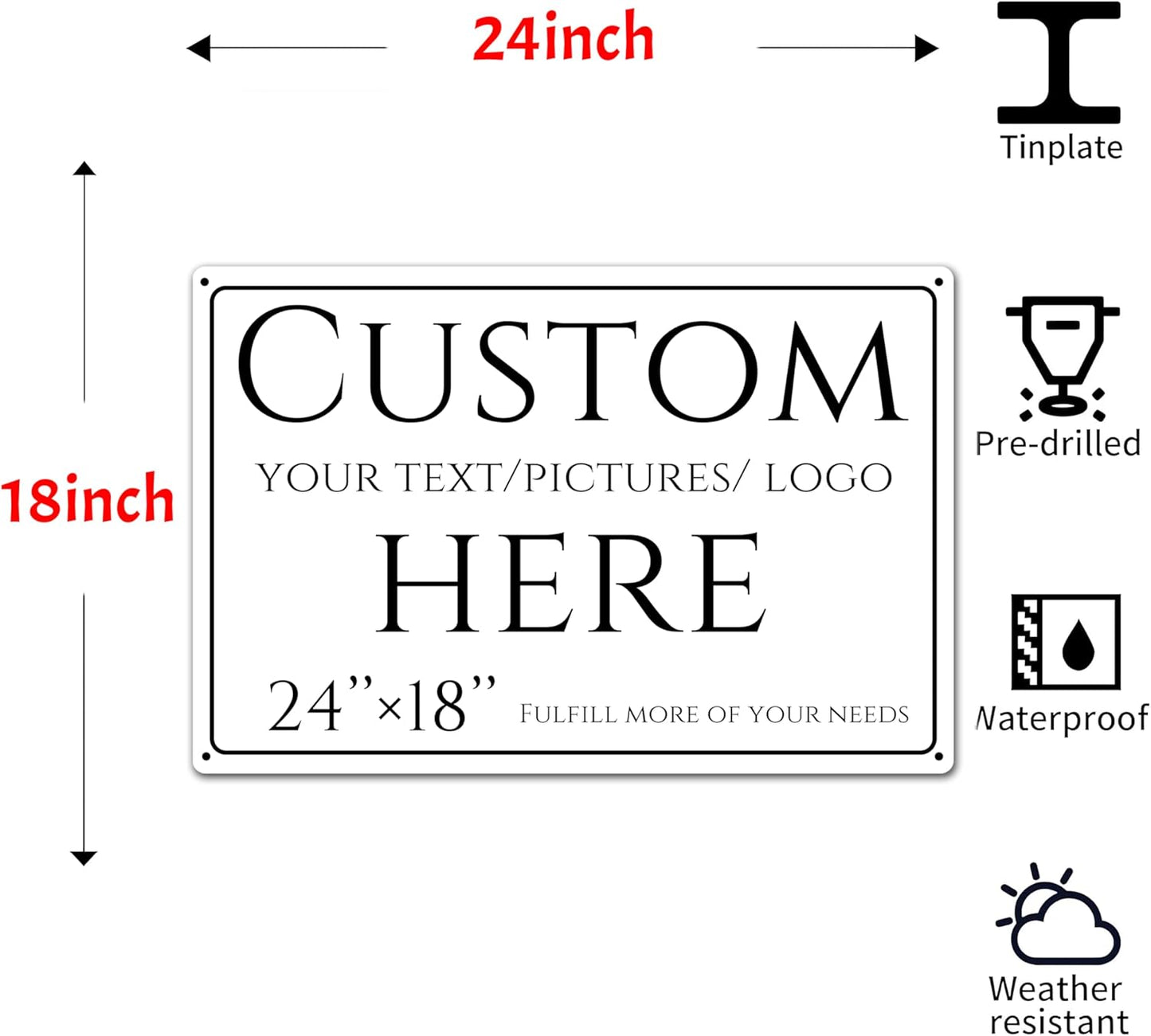 Custom Sign, personalized metal sign,Aluminum Weatherproof Metal Sign Large Sizes, Reflective,Customize for Office, Business, Workplace, office, Home, Delivery Signs(24 * 18 Inch)