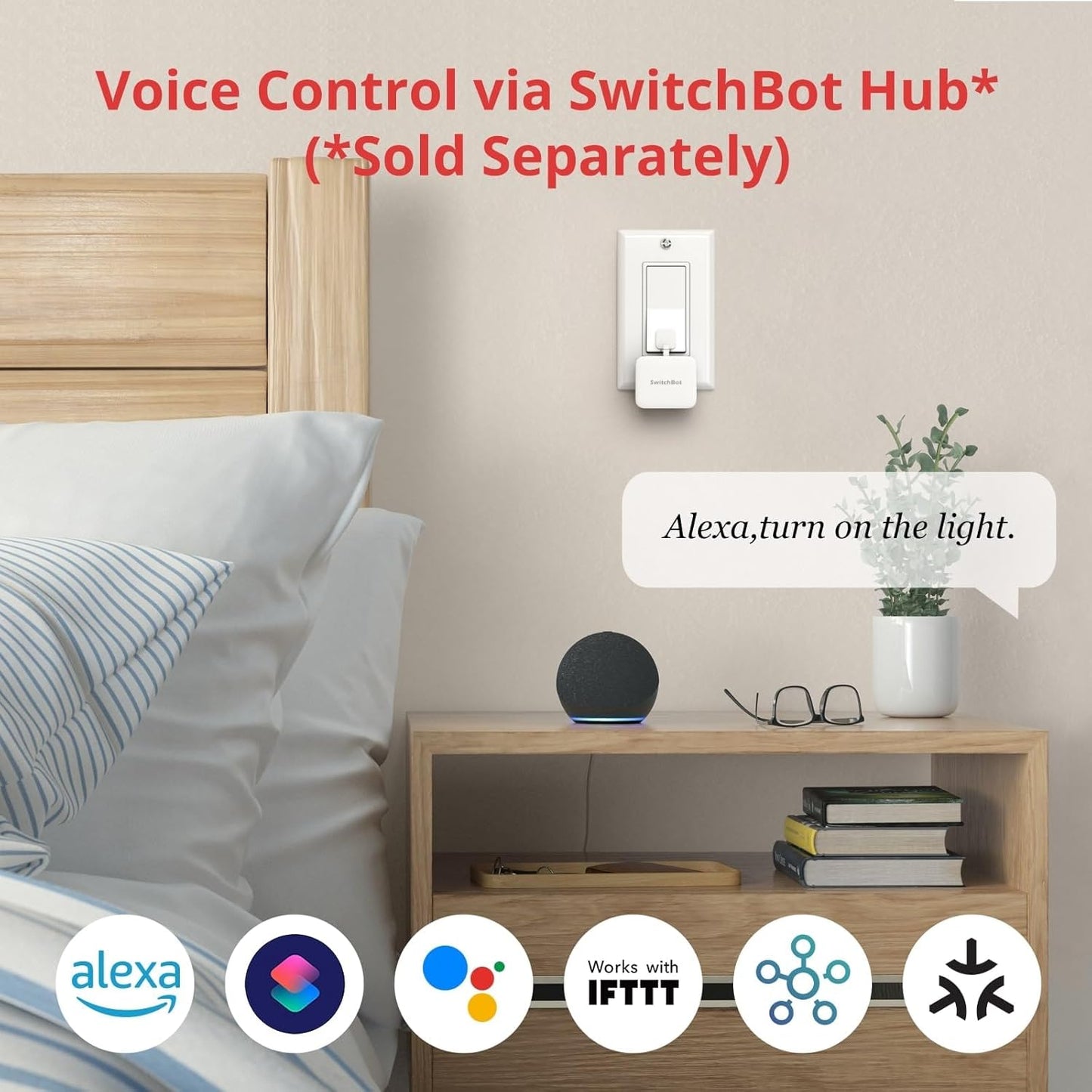 SwitchBot Smart Switch Button Pusher (White)-Bluetooth Fingerbot for Rocker Switch/One-Way Button, Automatic Light Switch, Timer and APP Control, Works with Alexa & WiFi When Paired with SwitchBot Hub