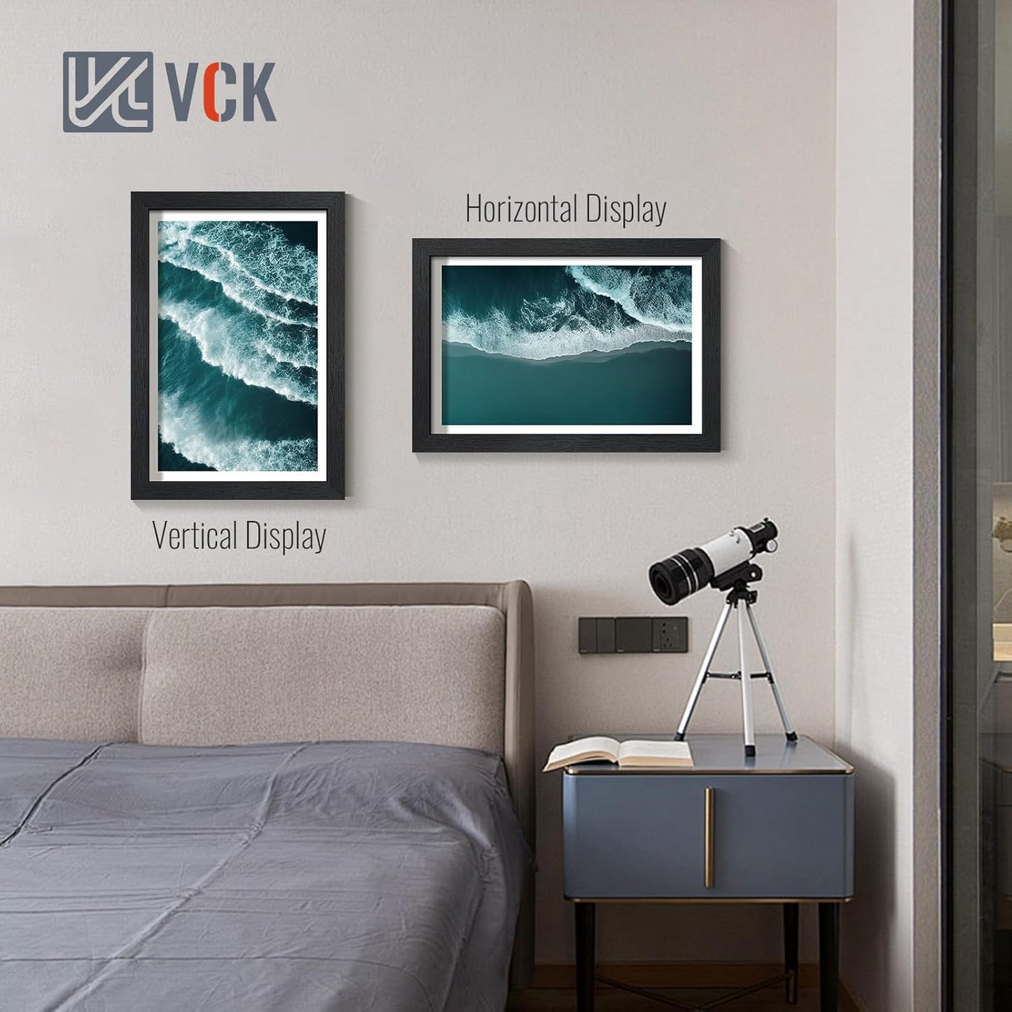 VCK 12x18 Picture Frames Black Set of 6, Wide Border Wood Poster Frame, Multi-Directional Display Family Photos, Office Prints, Studio/Gallery Artwork, Woodgrain Series, Wall Hanging