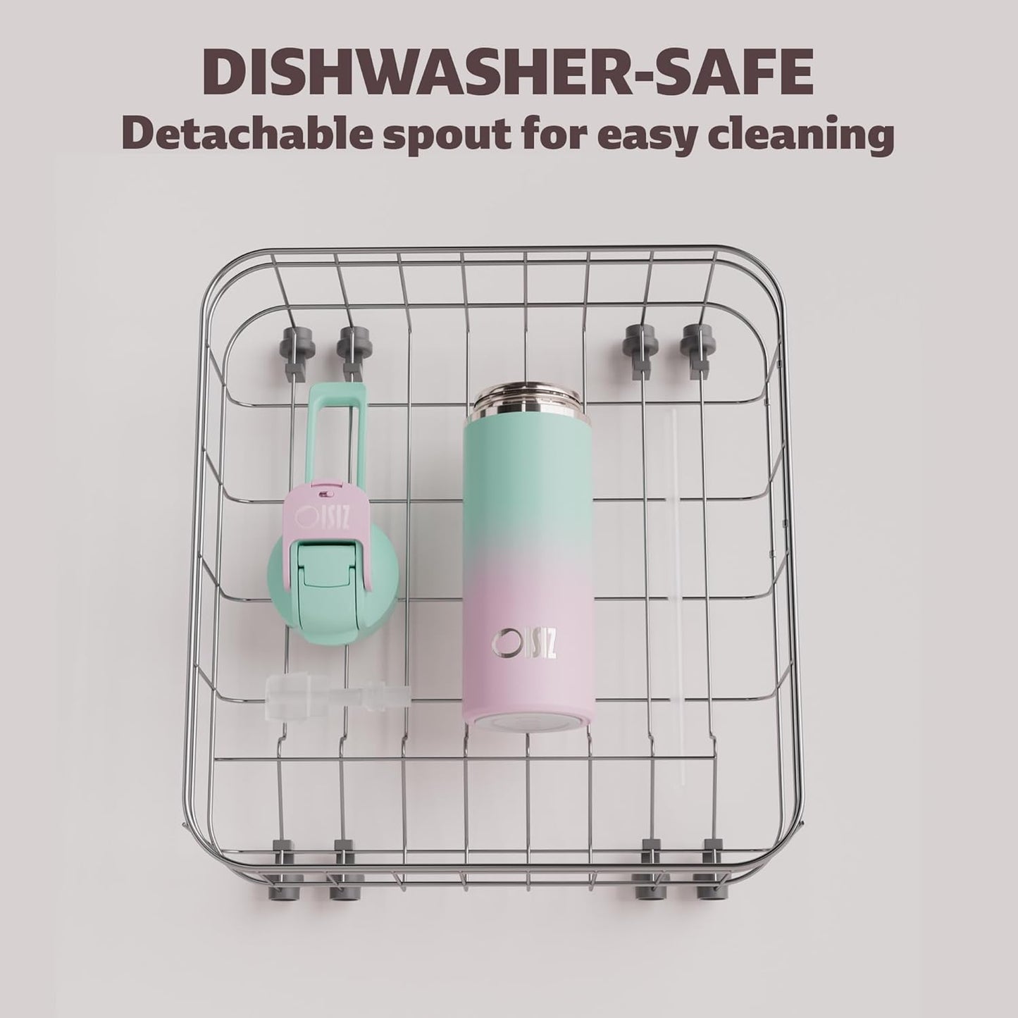 OISIZ Insulated Water Bottle 20 oz with 2 in 1 Spout and Straw Lid,One Click Safety Lock,100% Leakproof,Keep Cold 24H,Vacuum Stainless Steel Water Bottle for School,Travel and Sports,Dishwasher Safe