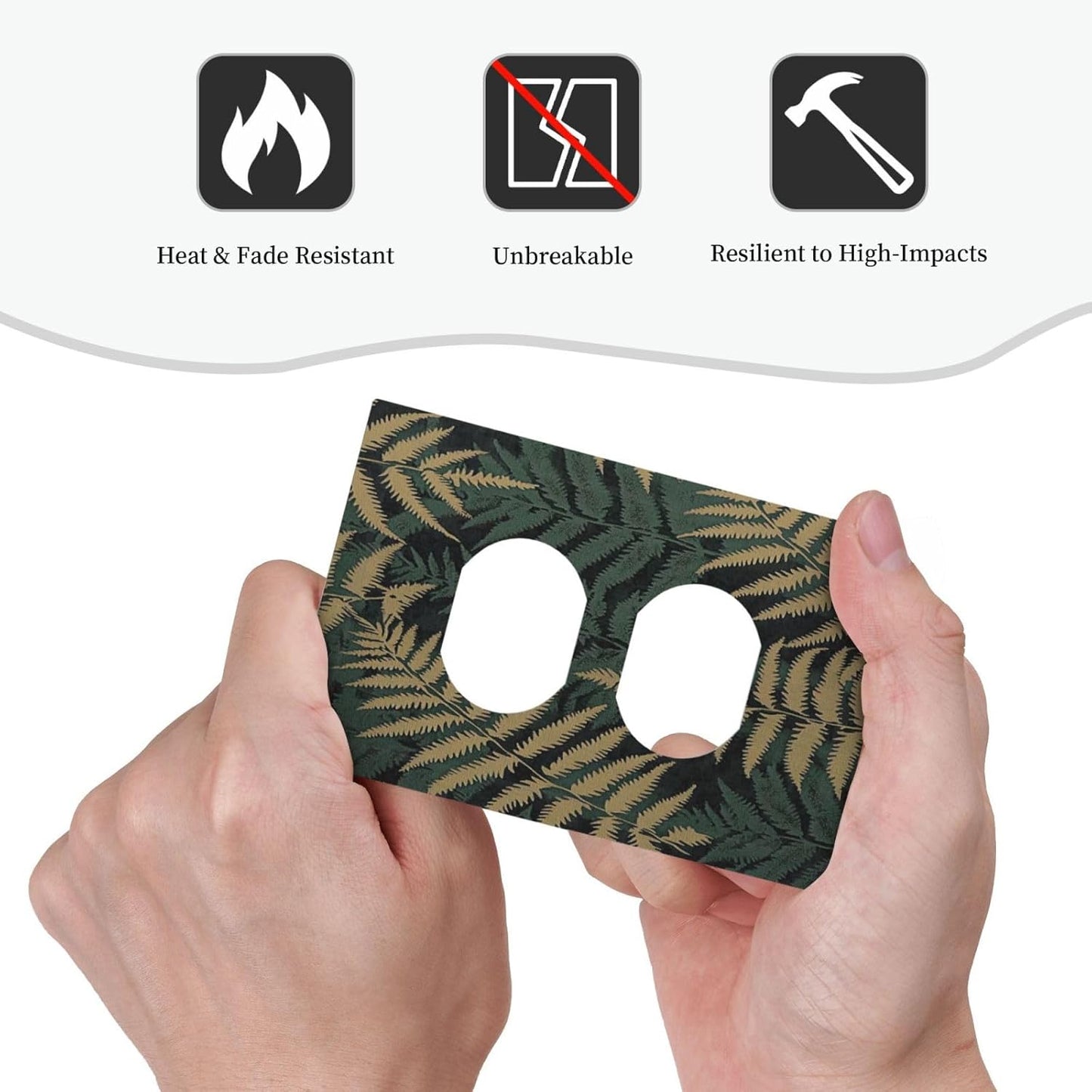 Outlet Covers Botanical Fern Green Leaf Forest 1 Gang Duplex Light Switch Cover Decorative Switch Plates Electrical Receptacle Faceplate Wall Plate For Bed Room Home Decor