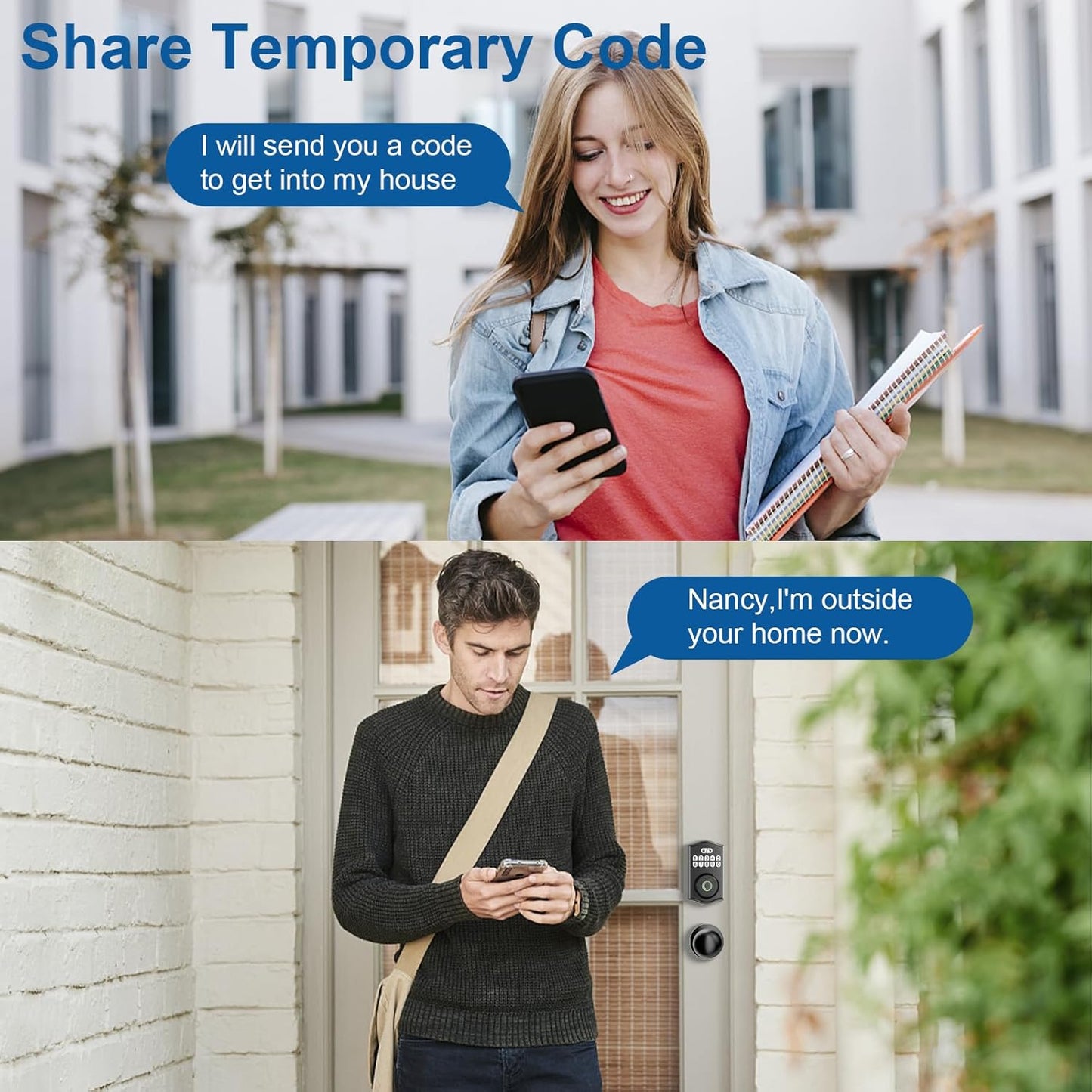 Fingerprint Door Lock with Door Knobs Set, Keyless Entry Door Lock Deadbolt with Handle, Smart Front Door Lock Set with APP Control/Fingerprints/Passwords/Auto-Lock/Easy Installation Black