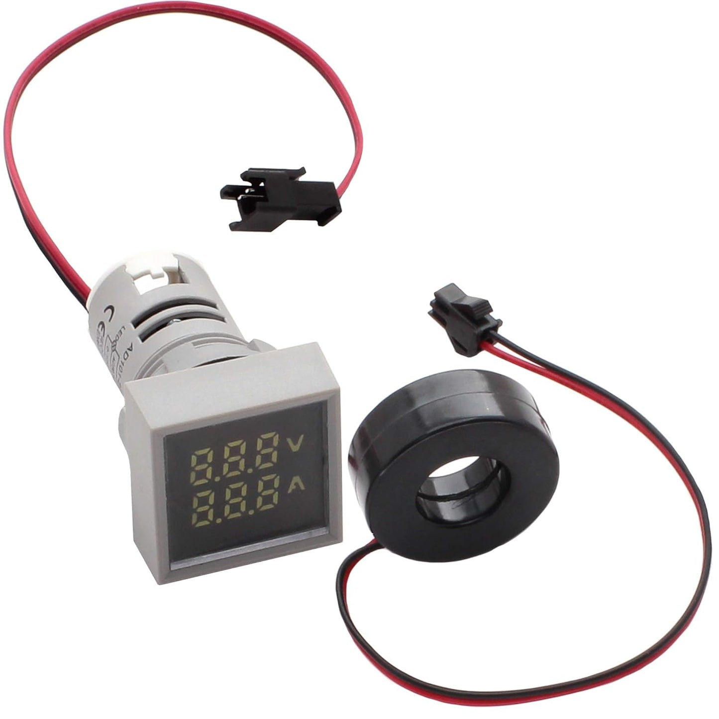 LED Voltage Display Panel Mount Volt Amp Meter, AD101-22VAMS 22mm Square Voltmeter and Ammeter, AC50-500V Voltage and 0-100A Current Meter, Grey (3 Pack)