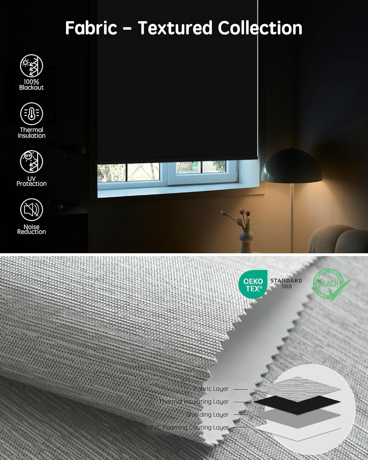 Yoolax Motorized Blinds with Remote, Blackout Smart Blinds for Windows Motorized Roller Shades, Automatic Window Shades Work with Alexa Custom Size (Blackout-Foggy Gray)