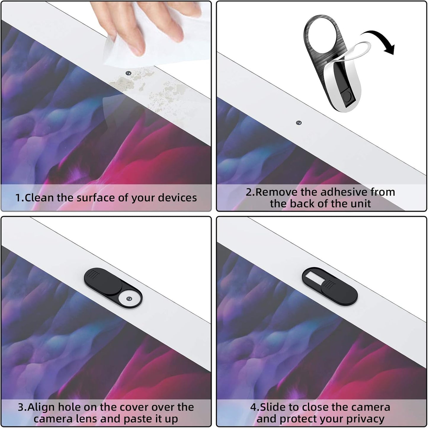 Webcam Cover,Ultra-Thin Camera cover Slide compatible with Laptop,MacBook,Computer,Laptops,PC,Apple Devices,and Tesla Model 3/Y Interior Cabin Camera,0.03in Thick Web Blocker Protect Your Privacy