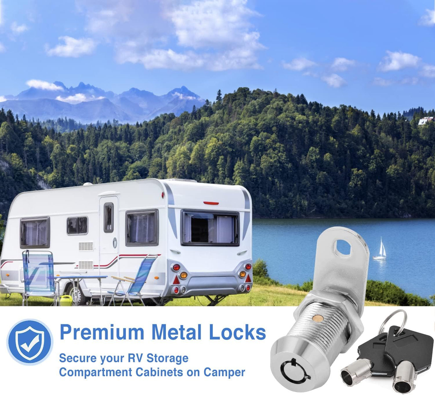Cam Lock RV Storage Locks Keyed Alike, 1-1/8" Fits on 7/8" Max Door Thickness, RV Compartment Locks for Camper Trailer Locks with Keys (1-1/8 Inch 6Pack)