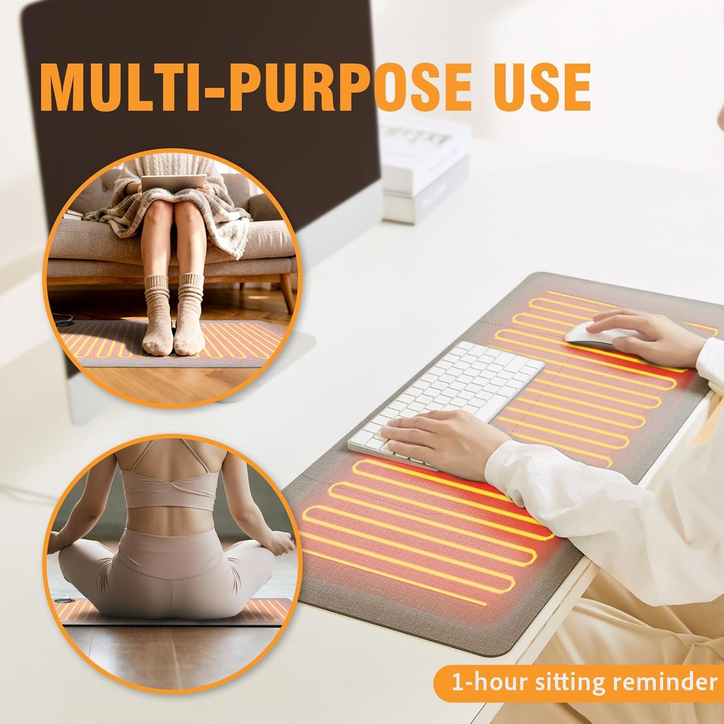 Heated Desk Pad Mouse Pad - 3-Level Temperature Control, 6-Level Timer (4-9 Hours), PVC Material, Desk Mat for Keyboard and Mouse,31.5" x 13"