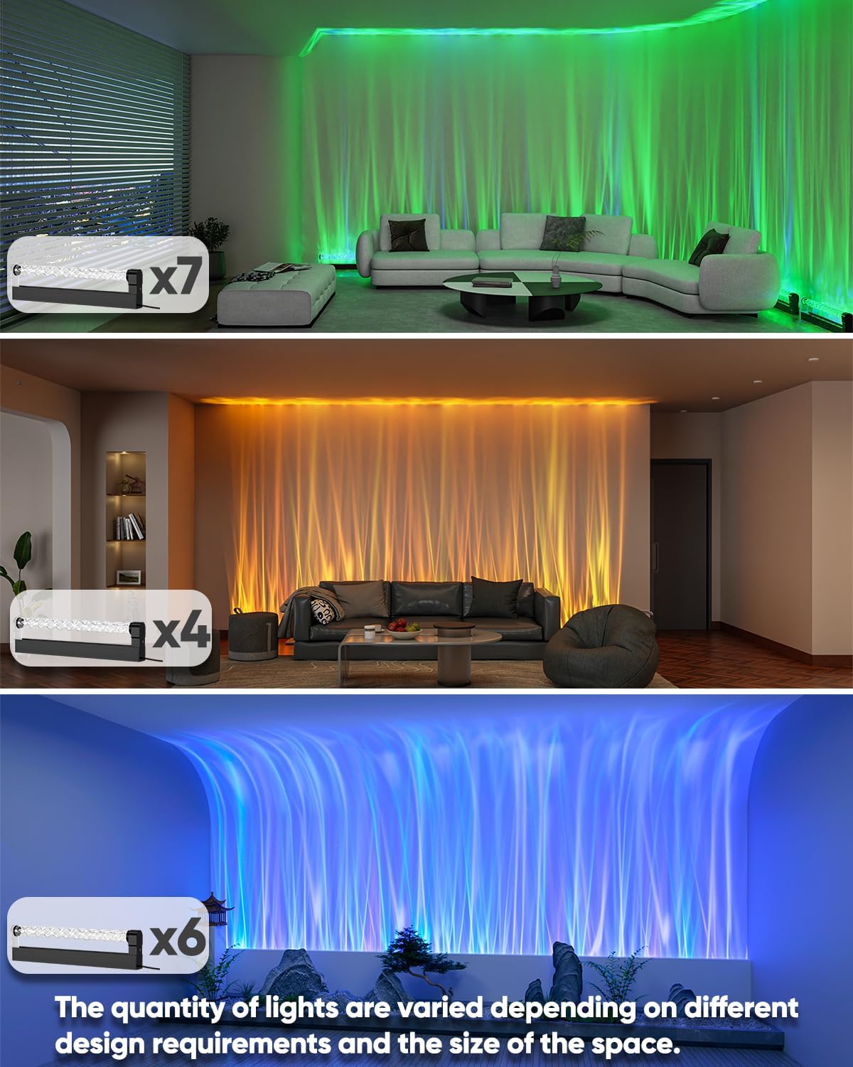 RGB LED Light Bar for Bedroom, Ambient Lighting for Wall, Mood Lighting for Living Room, Gaming Room Decor, Ocean Wave Lamp, Remote Control