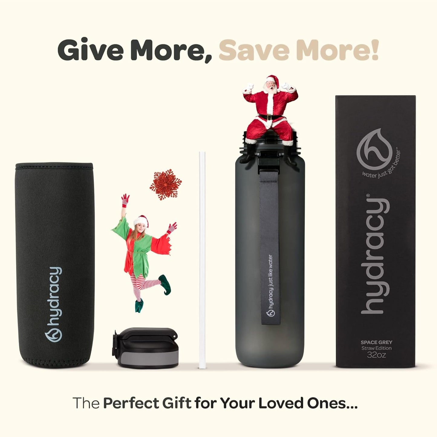 Hydracy Water Bottle with Time Marker -Large BPA Free Water Bottle & No Sweat Sleeve -Leak Proof Gym Bottle with Fruit Infuser Strainer & Times to Drink -Ideal for Fitness Sports & Outdoors