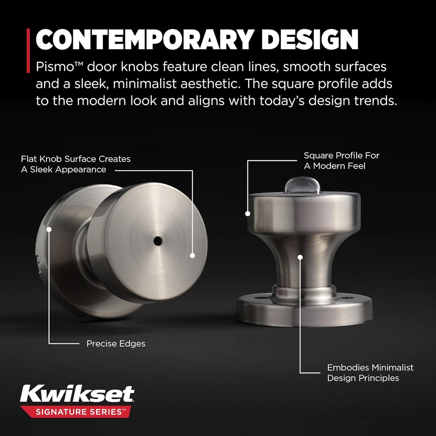 Kwikset Pismo Interior Privacy Door Knob with Lock, Door Handle for Bathroom and Bedroom, Satin Nickel Keyless Turn Lock Doorknob, with Microban Protection (Pack of 10)