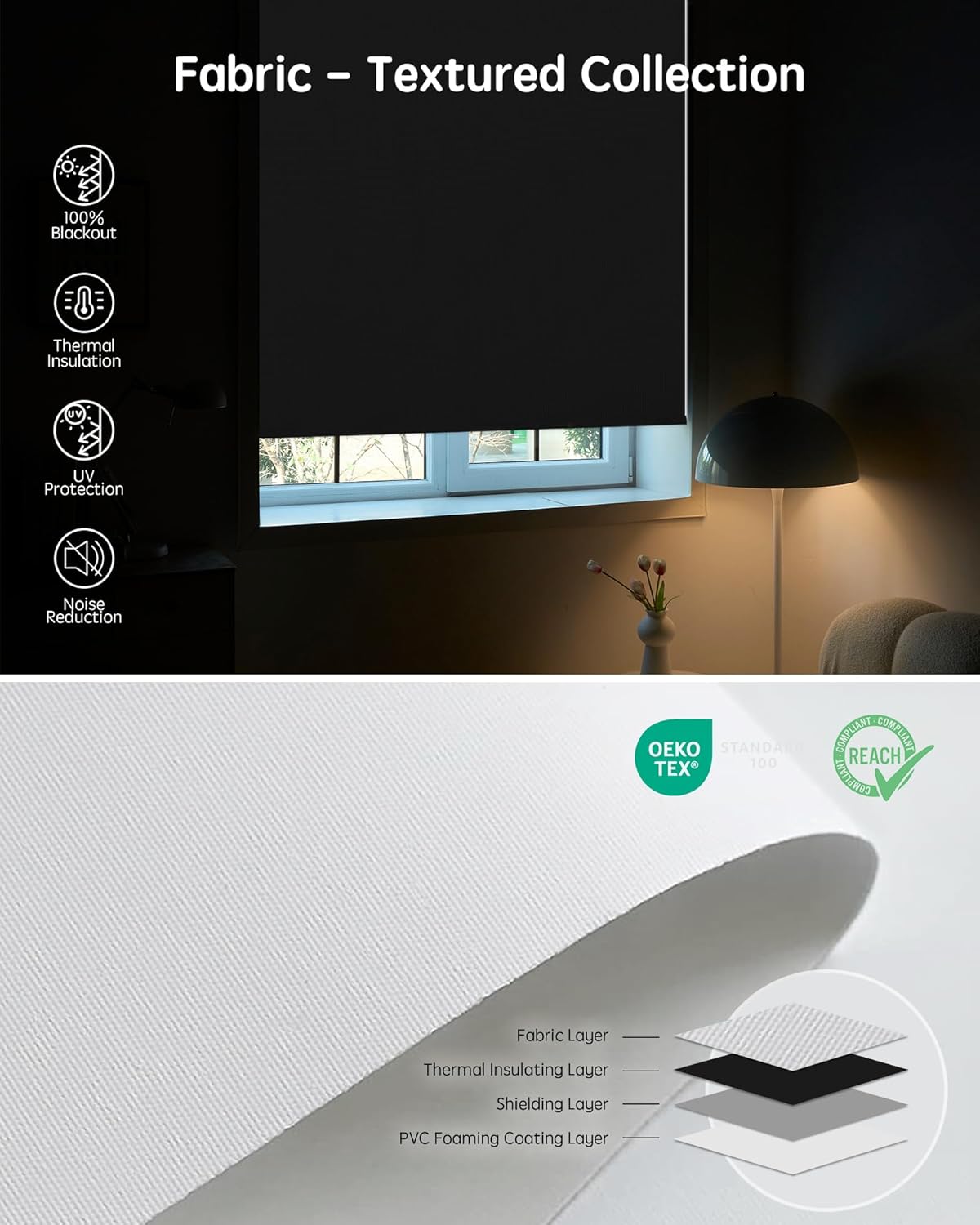 Yoolax Motorized Blinds with Remote, Blackout Smart Blinds for Windows Motorized Roller Shades, Automatic Window Shades Compatible with Alexa Custom Size (Blackout-Pure White)