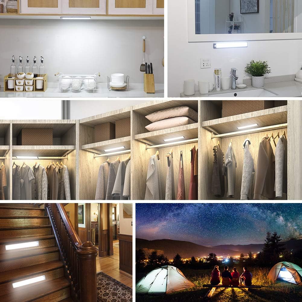 Rechargeable Motion Sensor Led Lights Ultra Thin Softer Under Counter 54-LED Closet Lighting Battery Operated Light Kitchen Under Cabinet Lighting Stick On Lights Night Light Wireless Light (2PACK)