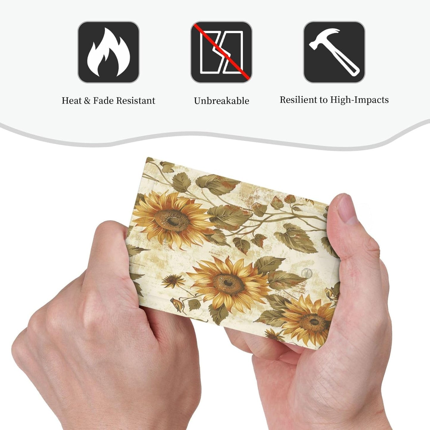 Light Switch Cover Plate Rustic Sunflower Floral Pattern 1 Gang No Device Blank Electrical Wall Plates Faceplate Decorative Switch Plate for Bedroom Cabin Decor