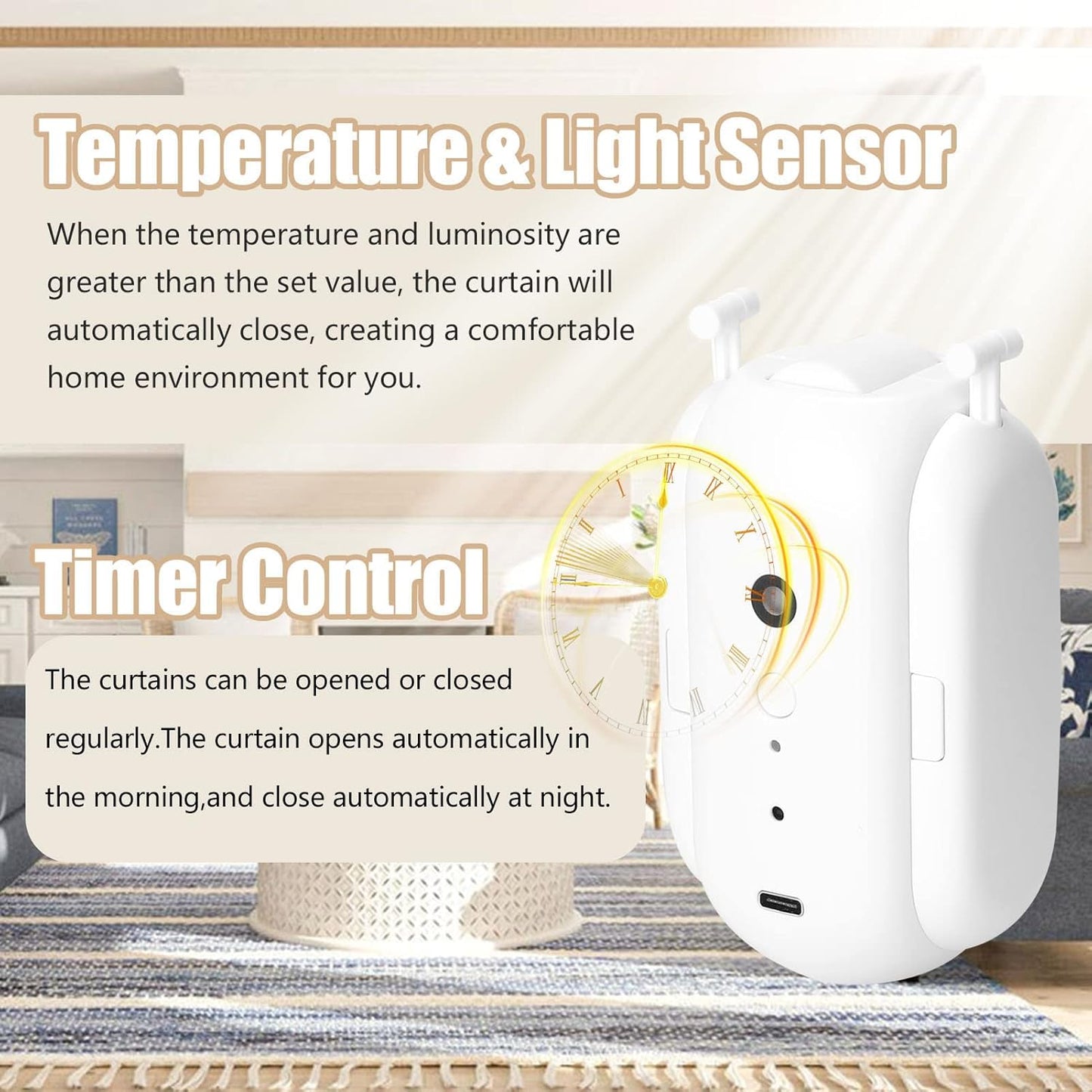 2pcs Tuya Smart Curtain Motor BT Voice Control Switch Electric Curtain Robot APP Control Timer Setup Compatible with Alexa Google Home for Roman Rod