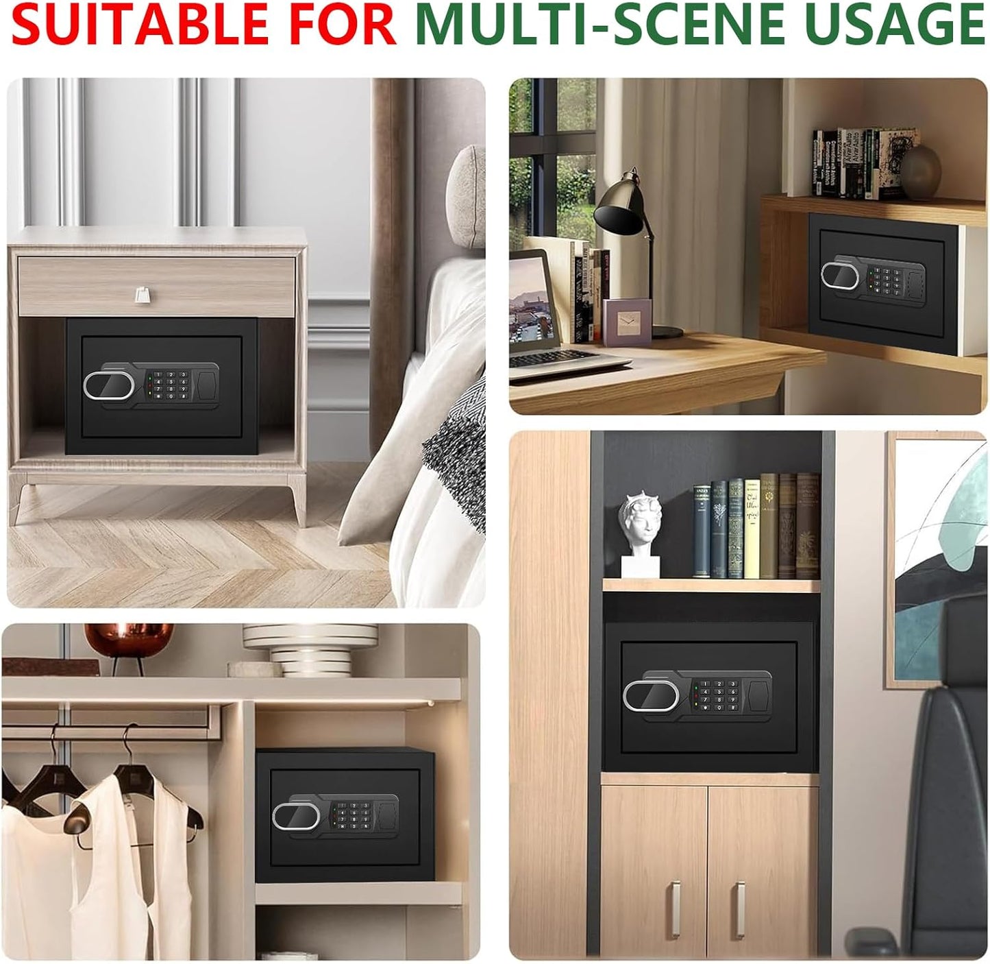 1.3 Cubic Feet Small Fire Safe Box for Home, Fireproof Safety Lock Box with Digital Keypad, Spare Keys and Removable Shelf, Personal Security Home Safes for Money, Jewelry, ID Documents