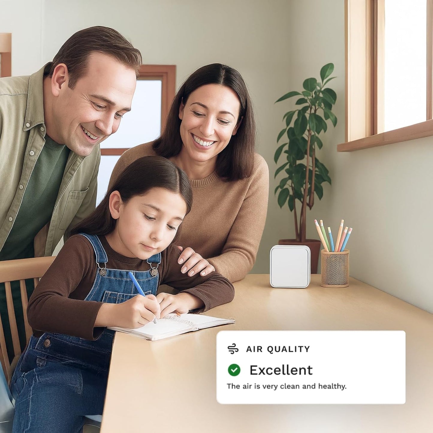Smart Sensor for Air Quality Monitor, AC Control CO, WiFi Quality, Energy Savings Monitoring | Ideal for Airbnb, Homes & Offices | Tracks Temp, Humidity, Smoke, Noise & More