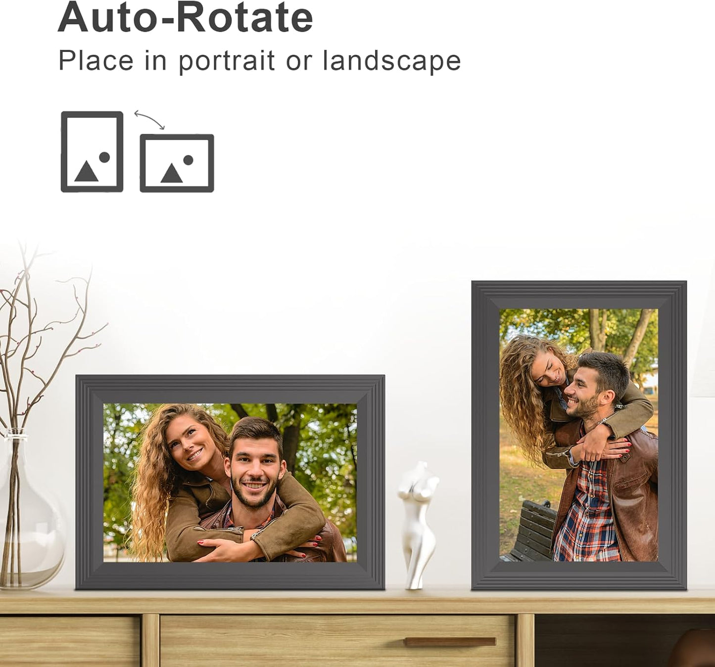 Digital Picture Frame 10.1 Inch WiFi Photo Frame Electronic, IPS Touch Screen, 16GB Storage, Auto-Rotate,Easy Setup and Share Photos and Videos via App from Anywhere