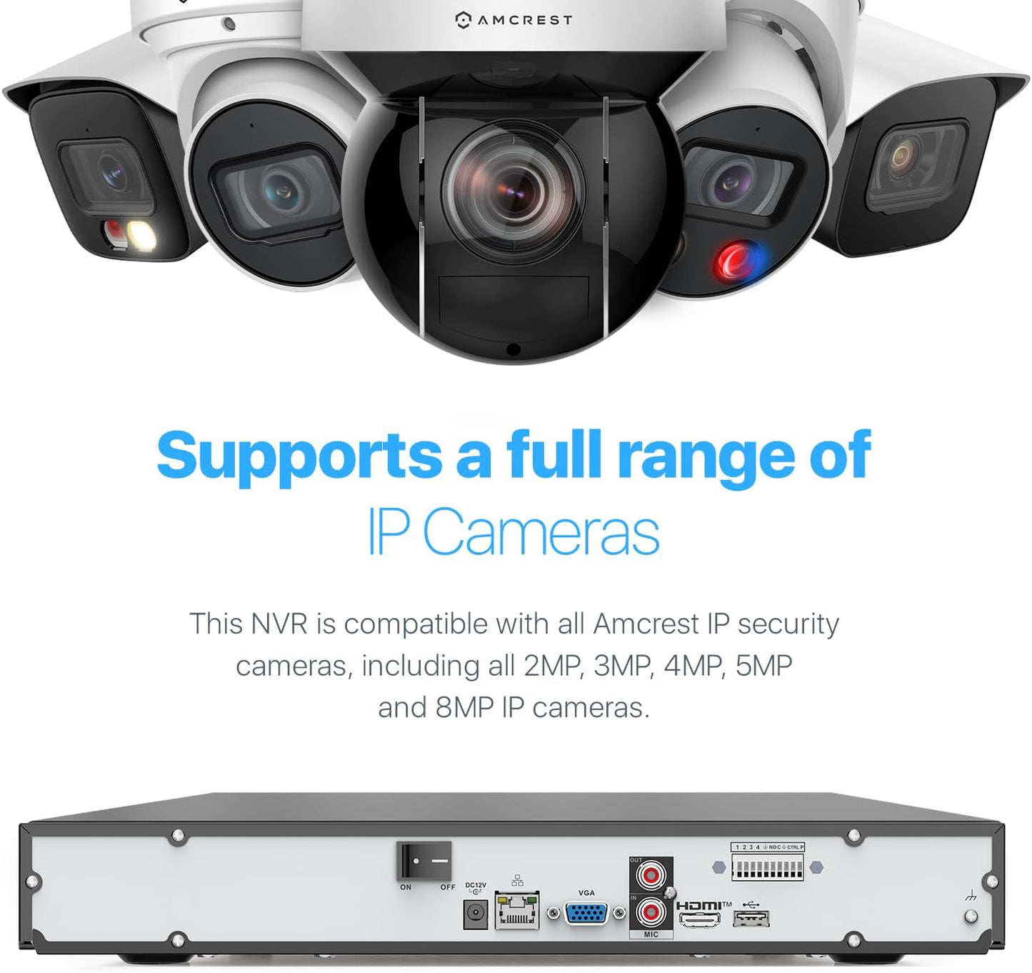 Amcrest 4K NV4232-EI-4TB 32CH AI NVR, Smart NVR, Facial Recognition, Facial Detection & Vehicle Detection - Supports 32 x 4K IP Cameras, Pre-Installed 4TB HDD (No PoE Ports Included)