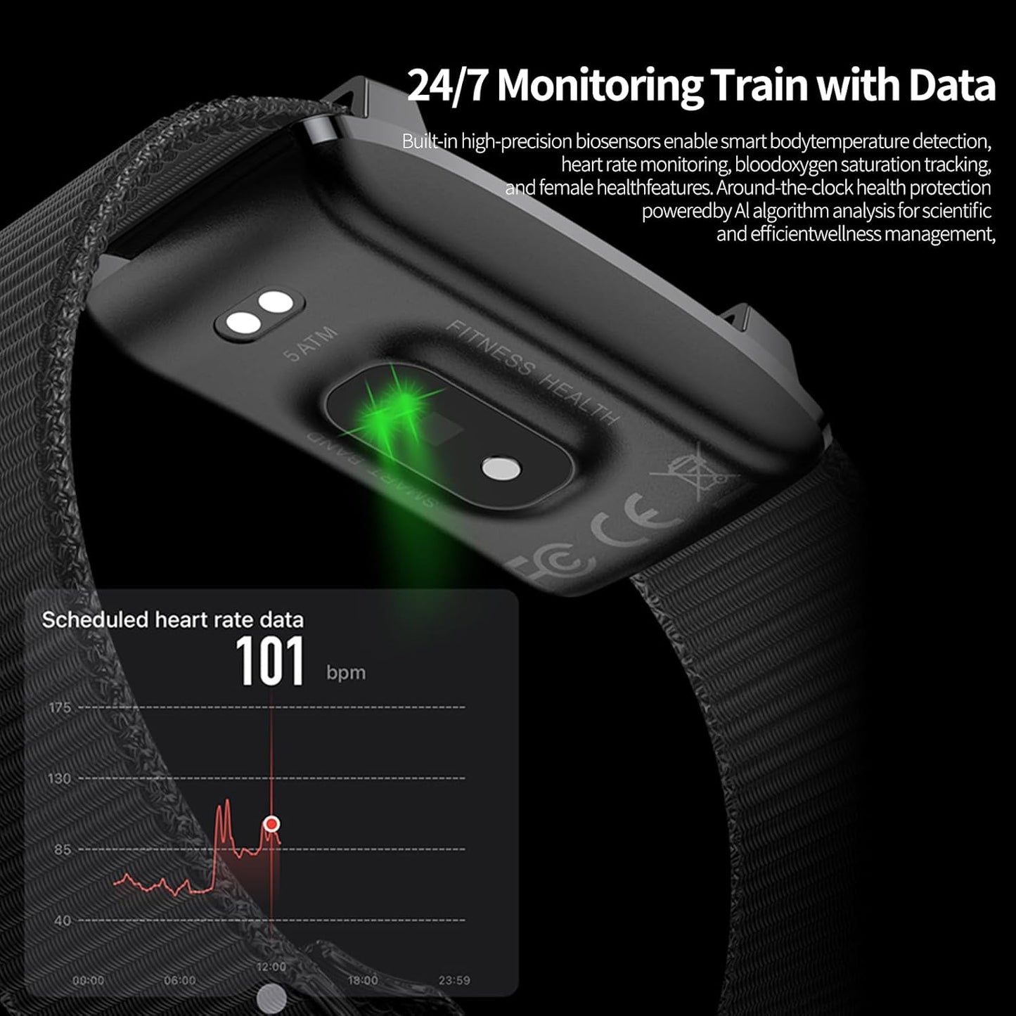 Smart Bracelet,Activity Trackers for Man&Women,Fitness Tracker Band, 24H Sleep Tracker,All-Day Continuous Heart Rate Blood Pressure Stress HRV Monitor,170+ Sport Mode with Free APP (Rose Gold)