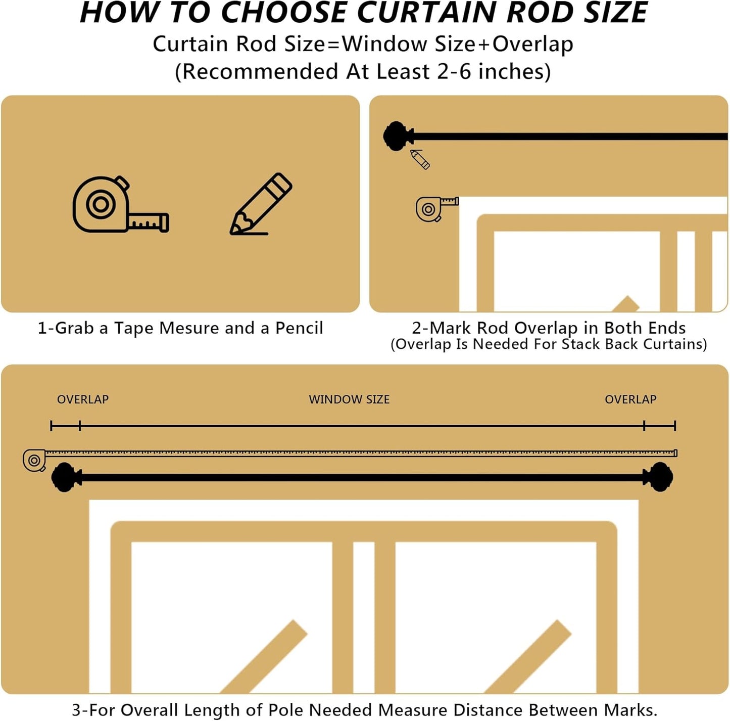Black Curtain Rods for Windows 48 to 84 Inches 1 Inch Adjustable Heavy Duty Curtain Rods with Lantern Ball Finials,Window Treatment Single Curtain Rod Set