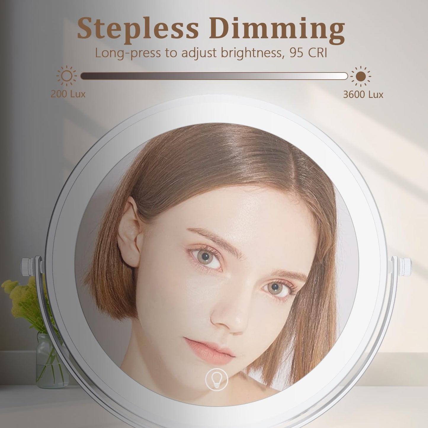 Unimiro 9inch Makeup Mirror with Lights, 1x/20x 5000mAh Makeup Mirrors with Light and Magnification, 360° Rotate Makeup Mirror with Lights and Magnification, 3 Color, 80 LEDs, Stepless Dimmable